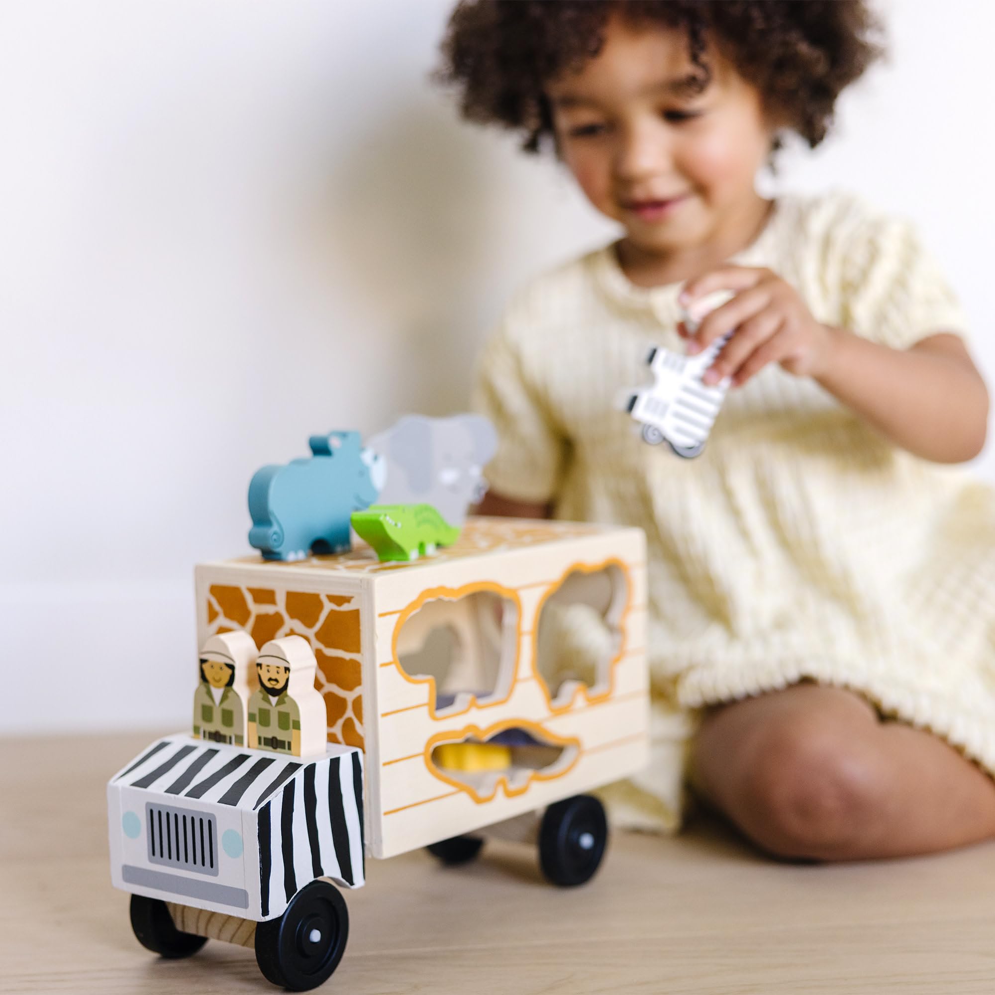 Melissa & Doug Safari Animal Rescue Truck Wooden Shape Sorter Toy | Ages 2+ 8