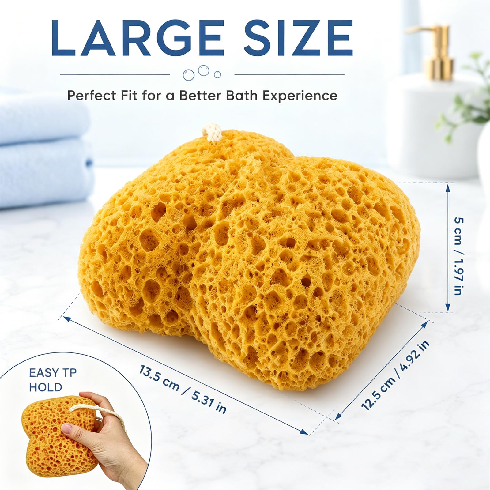 Admygo 4 Pcs Bath Sponge - Soft Honeycomb Exfoliating Body Sponge for Daily Cleansing