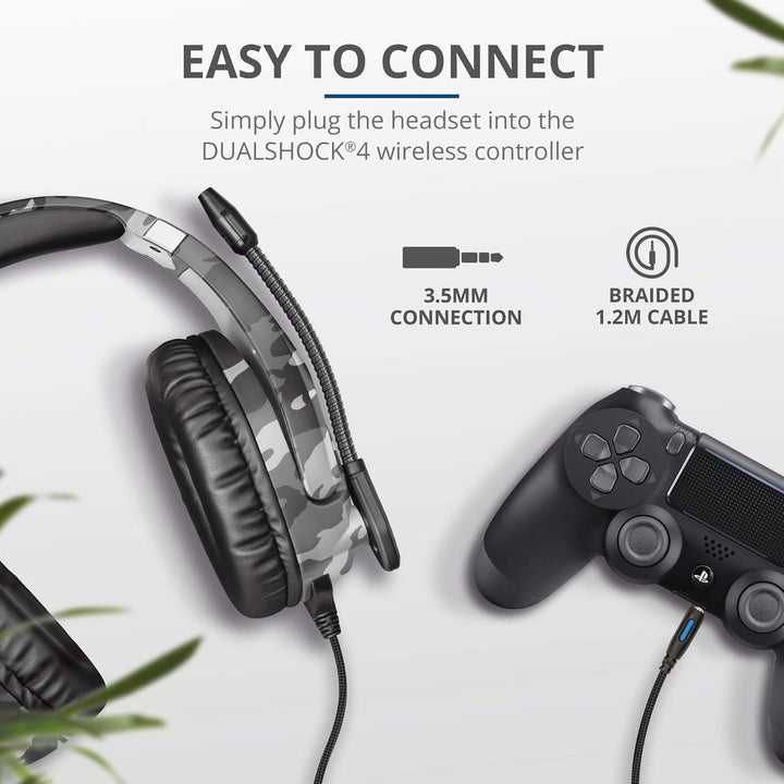 Trust GXT 488 Forze-G Gaming Headset for PS4 and PS5 – Officially Licensed with 50mm Drivers, Foldable Mic, Inline Remote, Grey