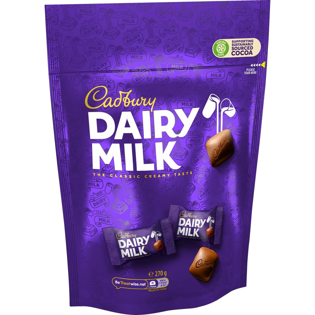 Cadbury Dairy Milk Chocolate Chunk Pouch - Creamy Milk Chocolate Pieces, 270g