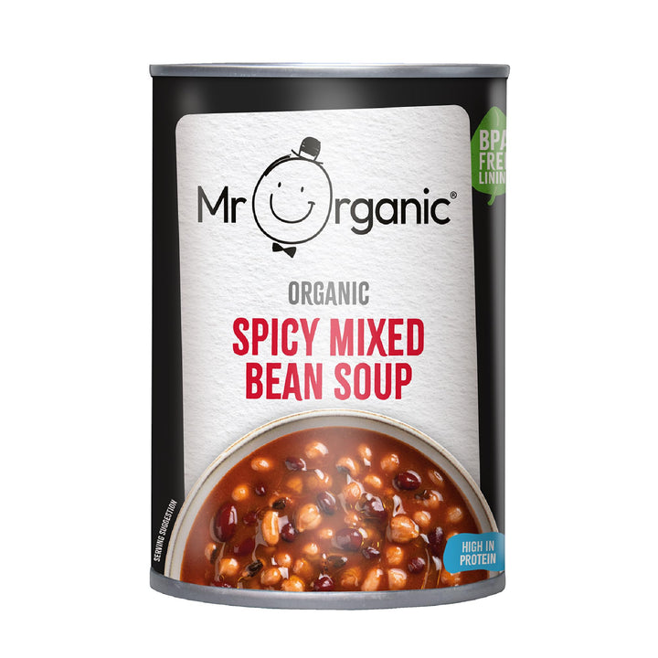 Mr Organic - Spicy Mixed Bean Soup 400g - Organic Vegan High Protein Tinned Soup
