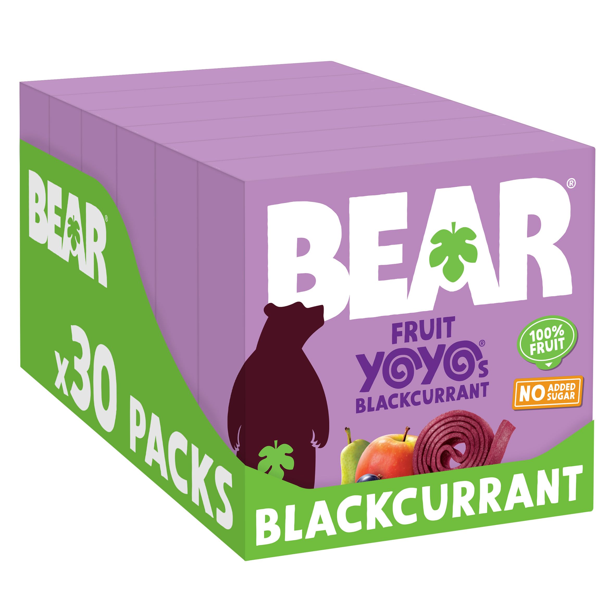 BEAR Yoyos Blackcurrant Fruit Rolls - 30 Packs of 20g | 100% Natural Fruit, No Added Sugar 1