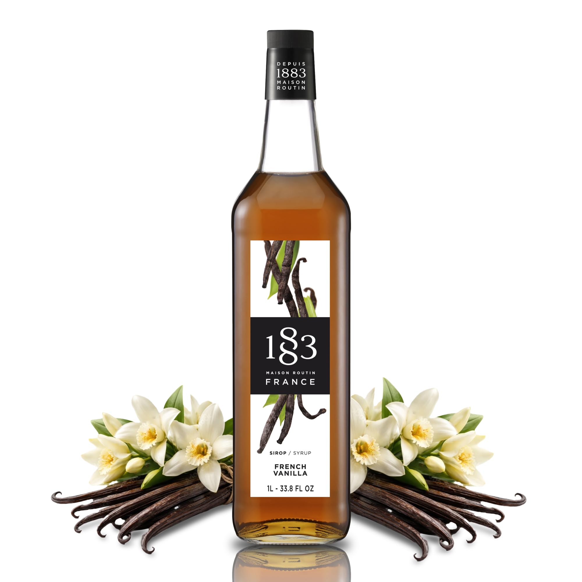 1883 French Vanilla Syrup - 1L Bottle | Natural Ingredients | Vegan Friendly