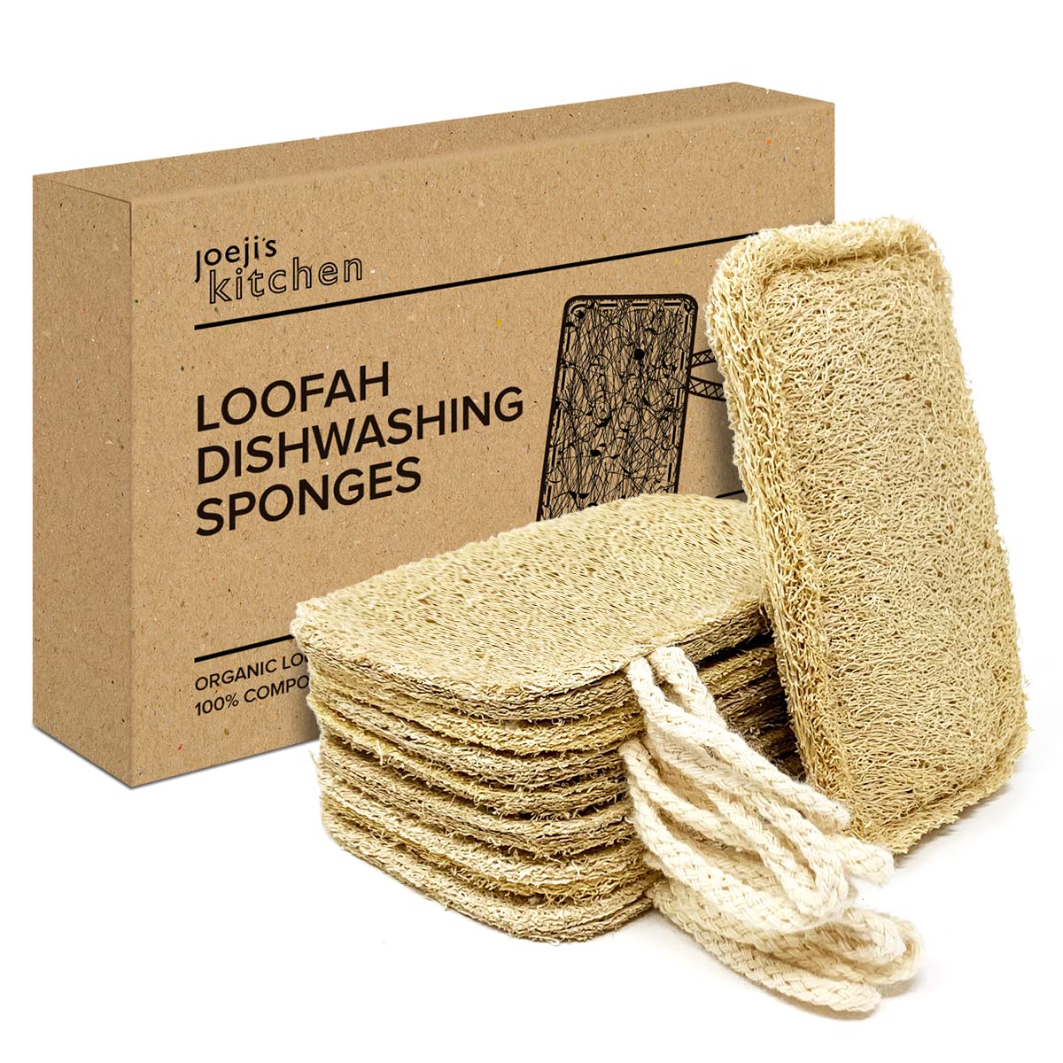 Joeji's Kitchen - Pack of 8 Natural Eco Dishwasher Sponges 10