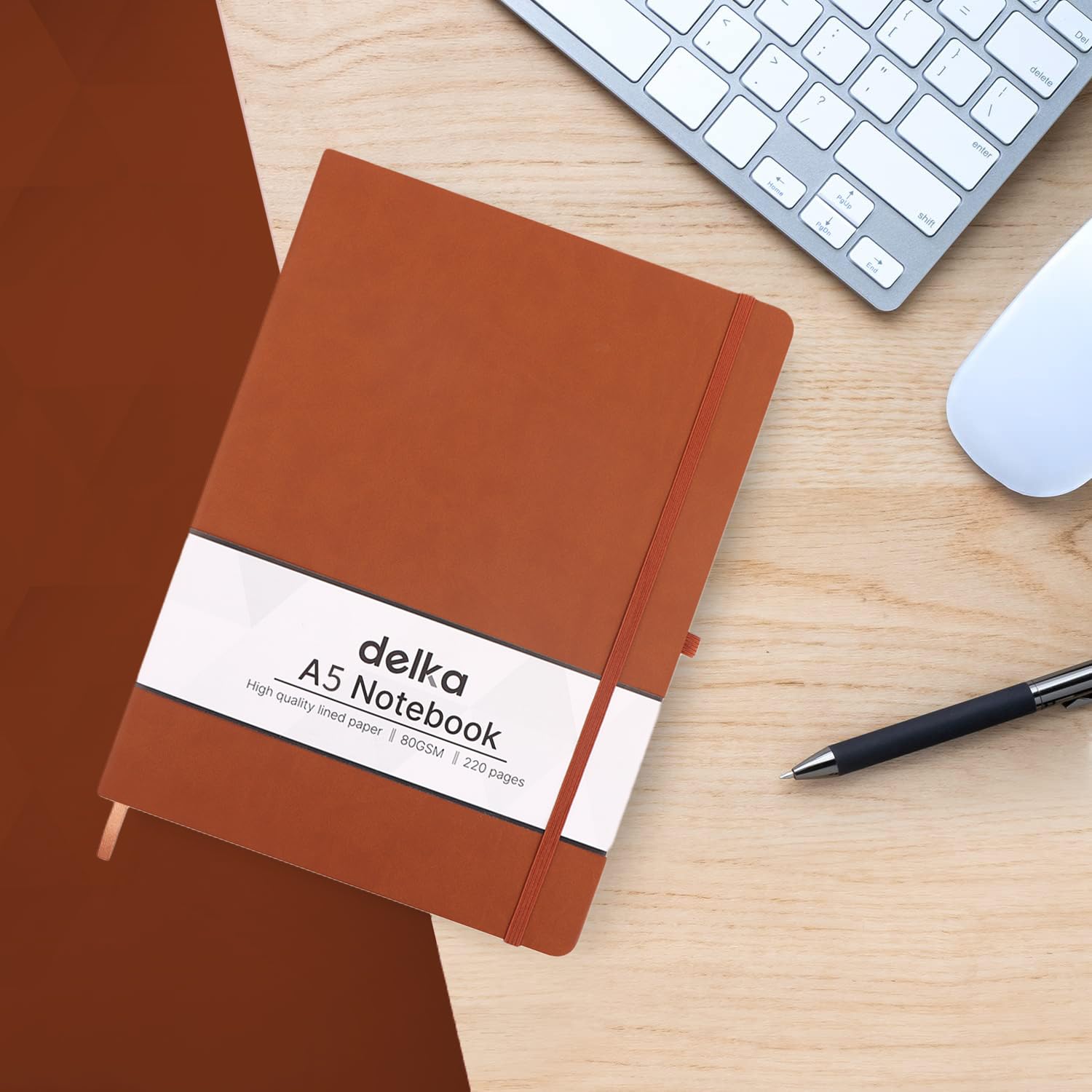 delka A5 Notebook - 220 Pages Ruled Journal | Vegan Leather Soft Cover | Brown 4
