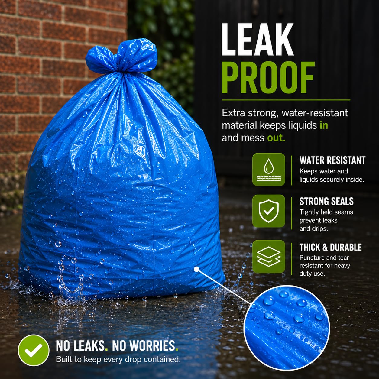 EcoBag Rubble Sacks - 20 Count Heavy Duty Bin Liners | 40 Litre Capacity | 100 Microns Thick 5