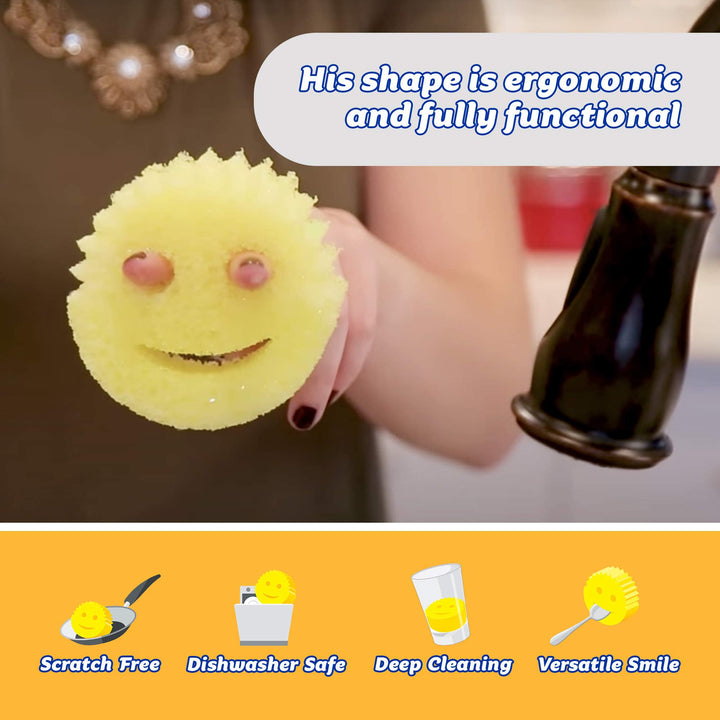 Scrub Daddy Dish Daddy Wand with Refill Heads, Sponge & Connector - Yellow