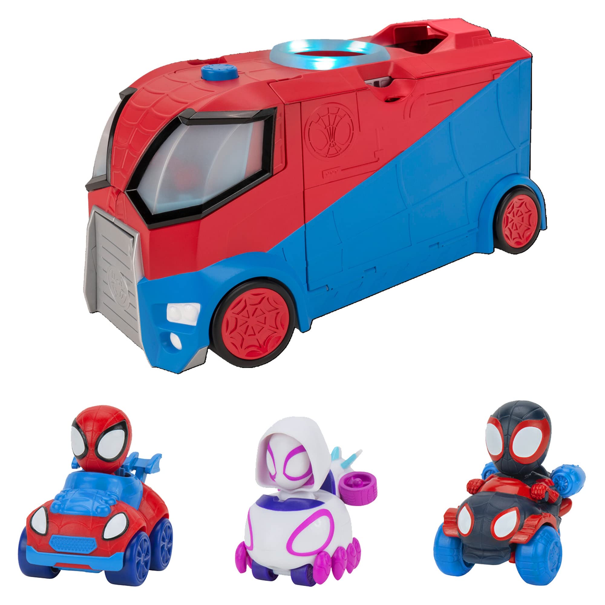 Marvel's Spidey and His Amazing Friends Web Transporter Feature Vehicle - Lights & Sounds with 3 Amazing Minis 1
