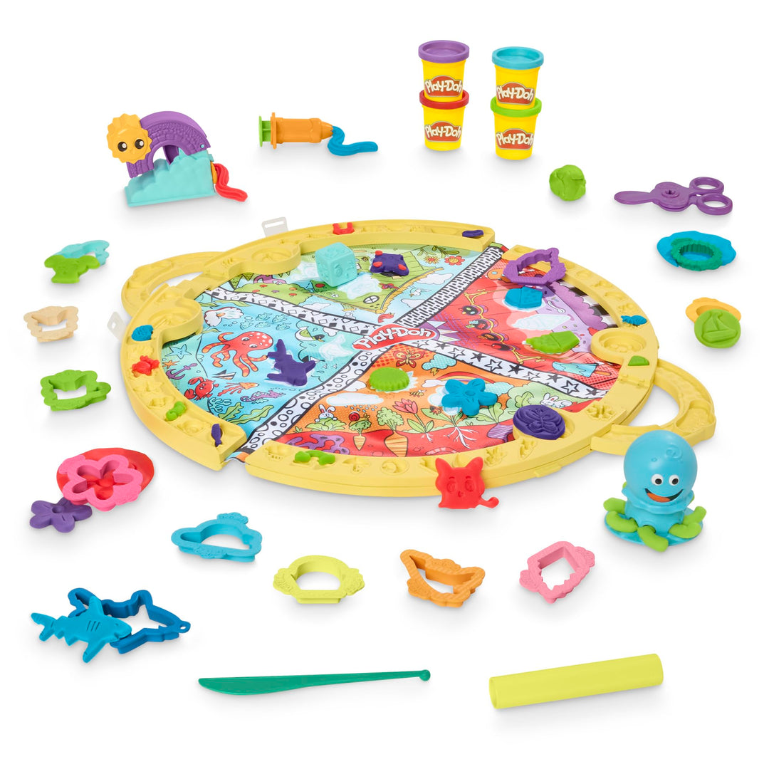 Play-Doh Fold and Go Playmat Starter Playset - Creative Arts & Crafts Toy for Kids 3+