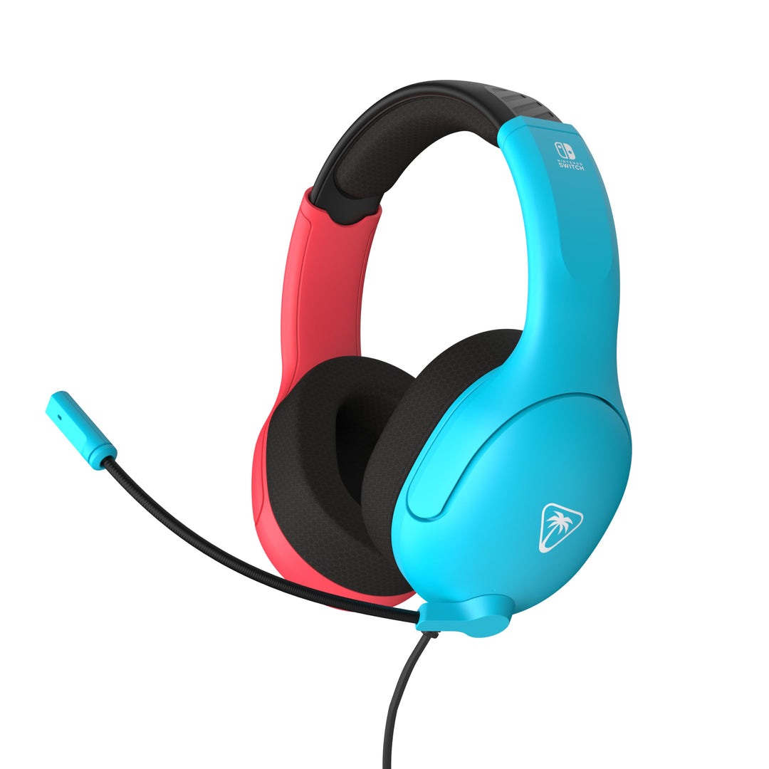 Turtle Beach Airlite Fit Neon Blue and Red Wired Gaming Headset for Nintendo Switch with Flip-to-Mute Mic
