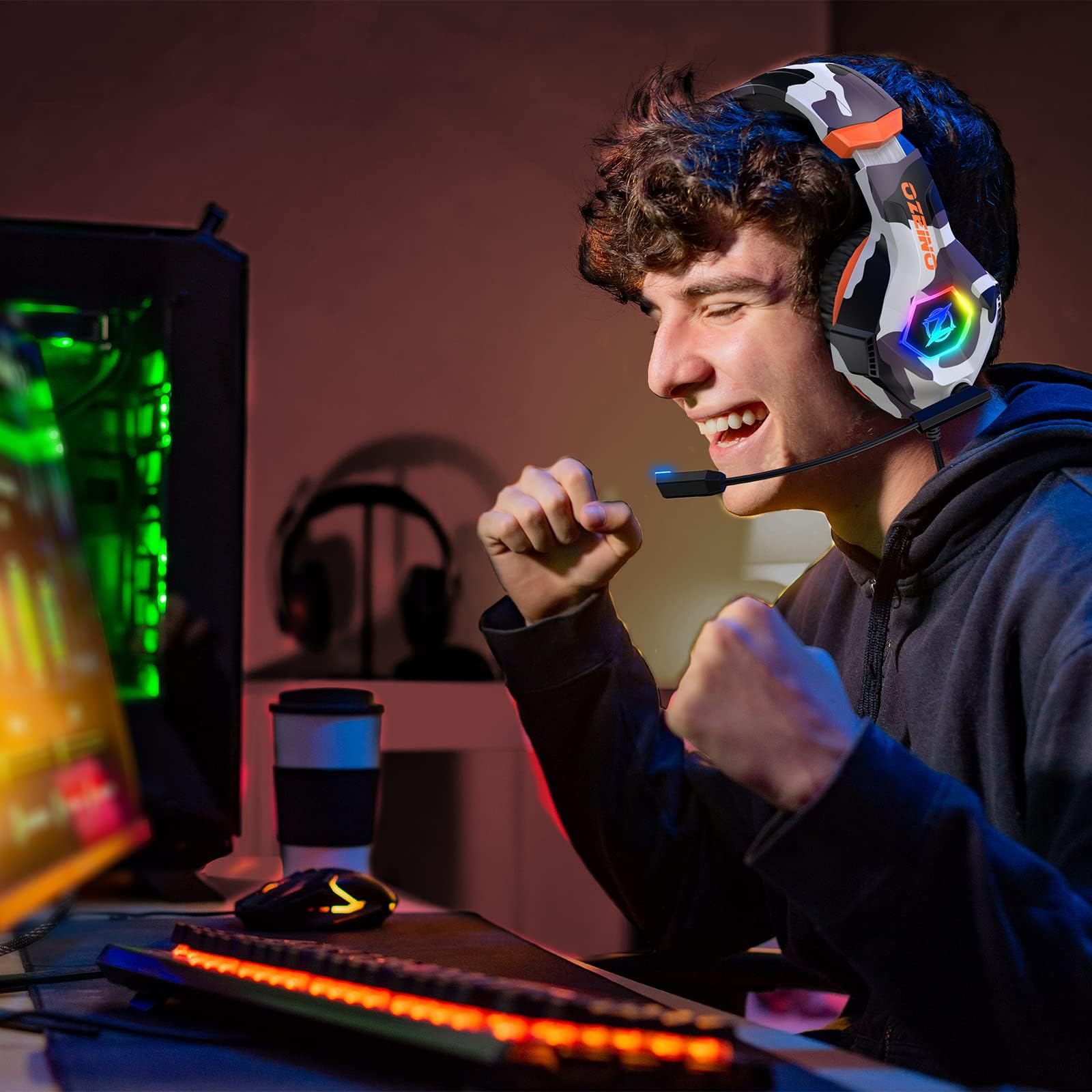 Ozeino ZW10 Gaming Headset - Surround Sound, Noise-Cancelling Mic, Multi-Platform Compatible 7