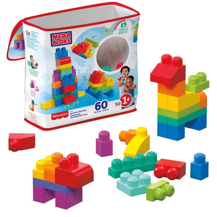 Mega Bloks First Builders Big Building Bag Playset - 60-Piece Building Set for Toddlers 1+