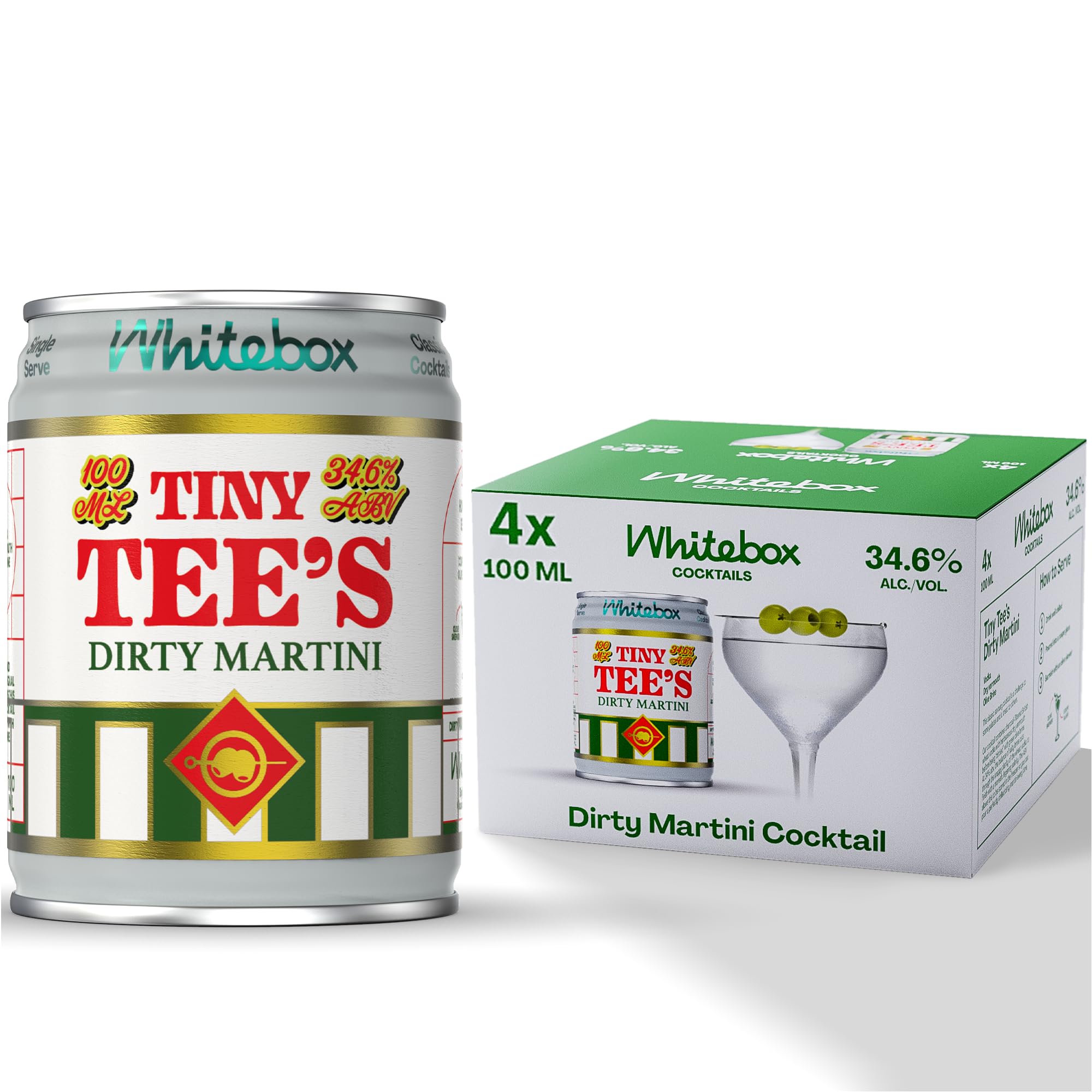 WHITEBOX COCKTAILS Single Serve Classic Tiny Tee's Dirty Martini — Case Of