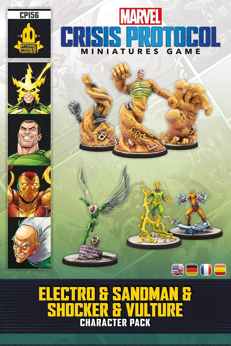 Atomic Mass Games Marvel Crisis Protocol Electro, Sandman, Shocker &amp; Vulture Villains Pack 4