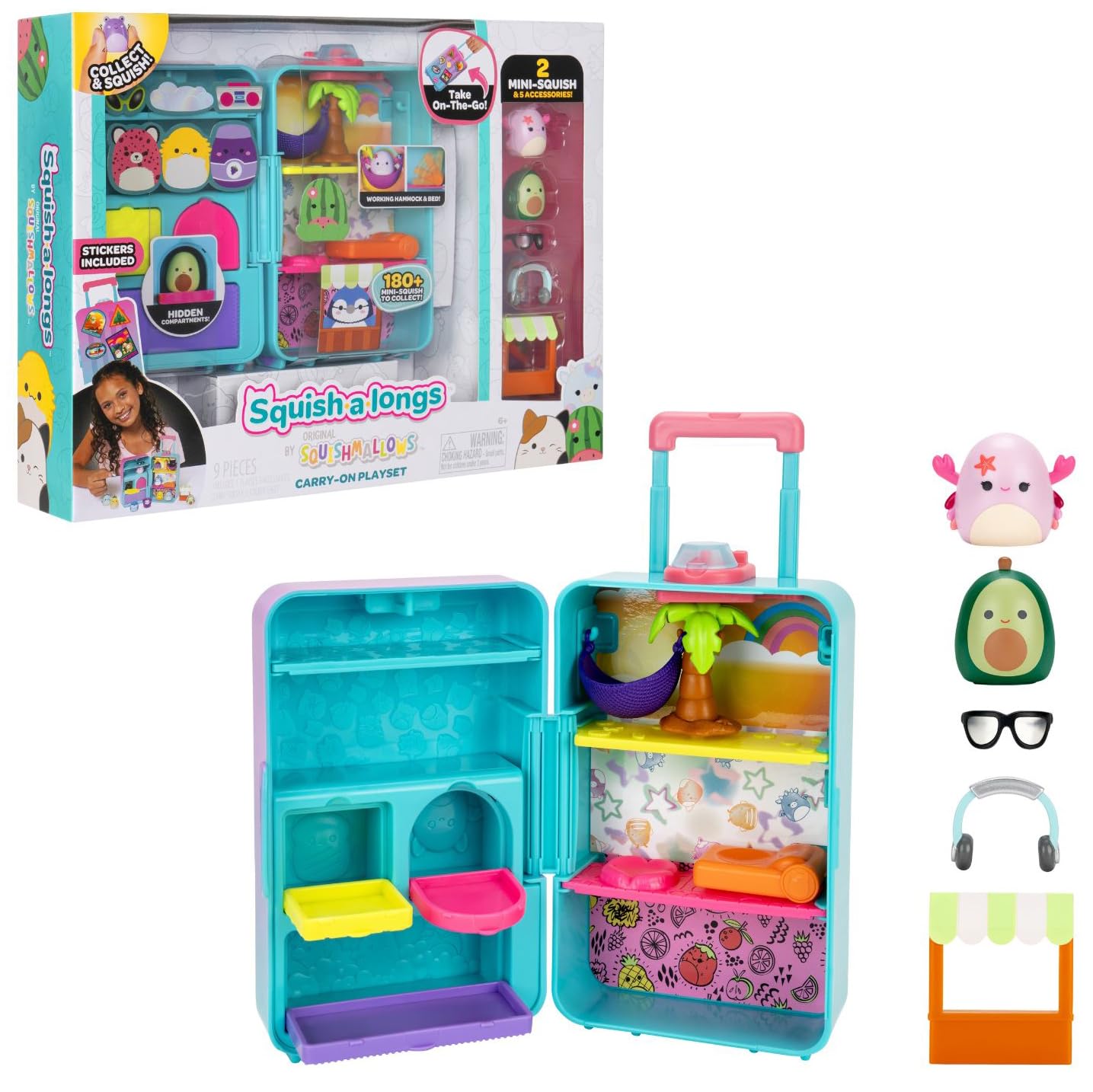 Squish-a-longs On-The-Go Luggage Playset - 2 Mini-Squish Figures, Ages 6+ 1