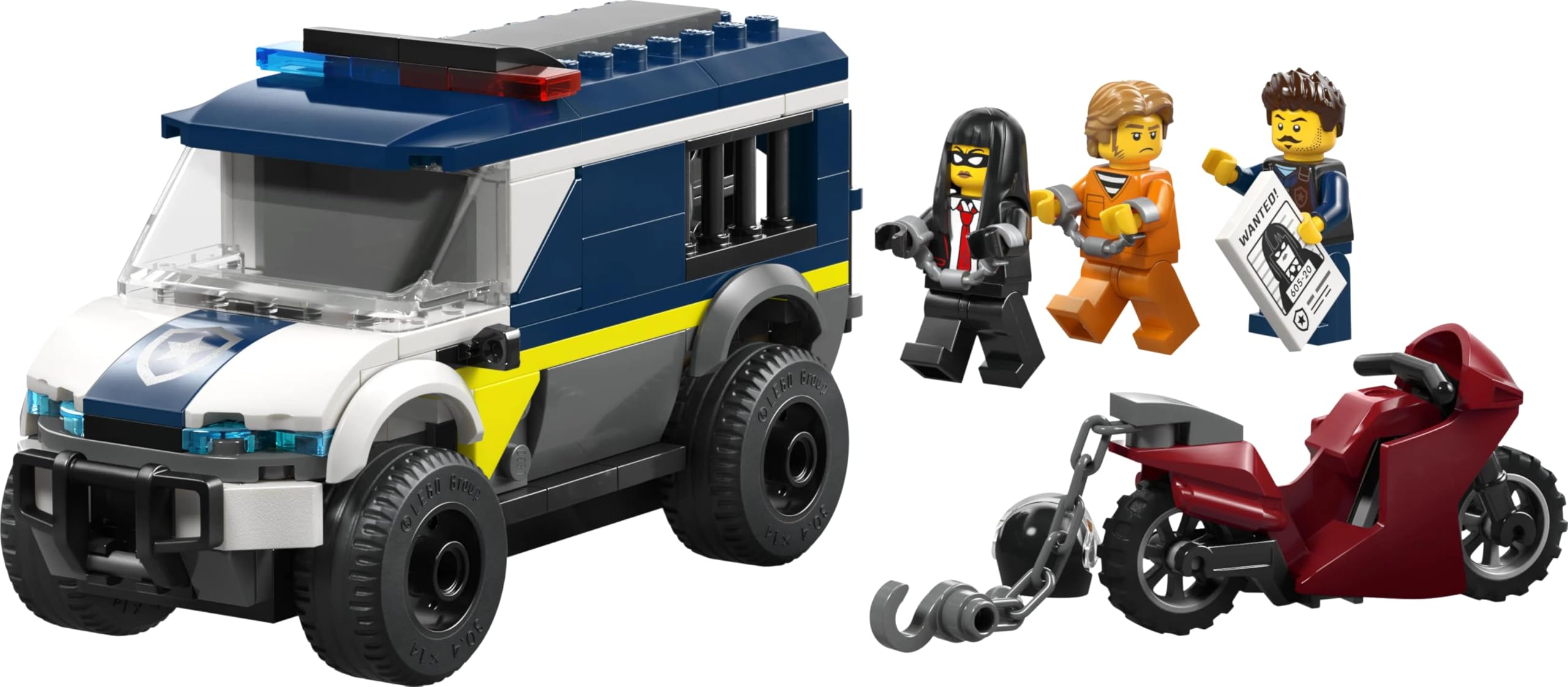 LEGO City Police Prisoner Transport Van Toy Set 60479 with Motorbike for Ages 6+ 4