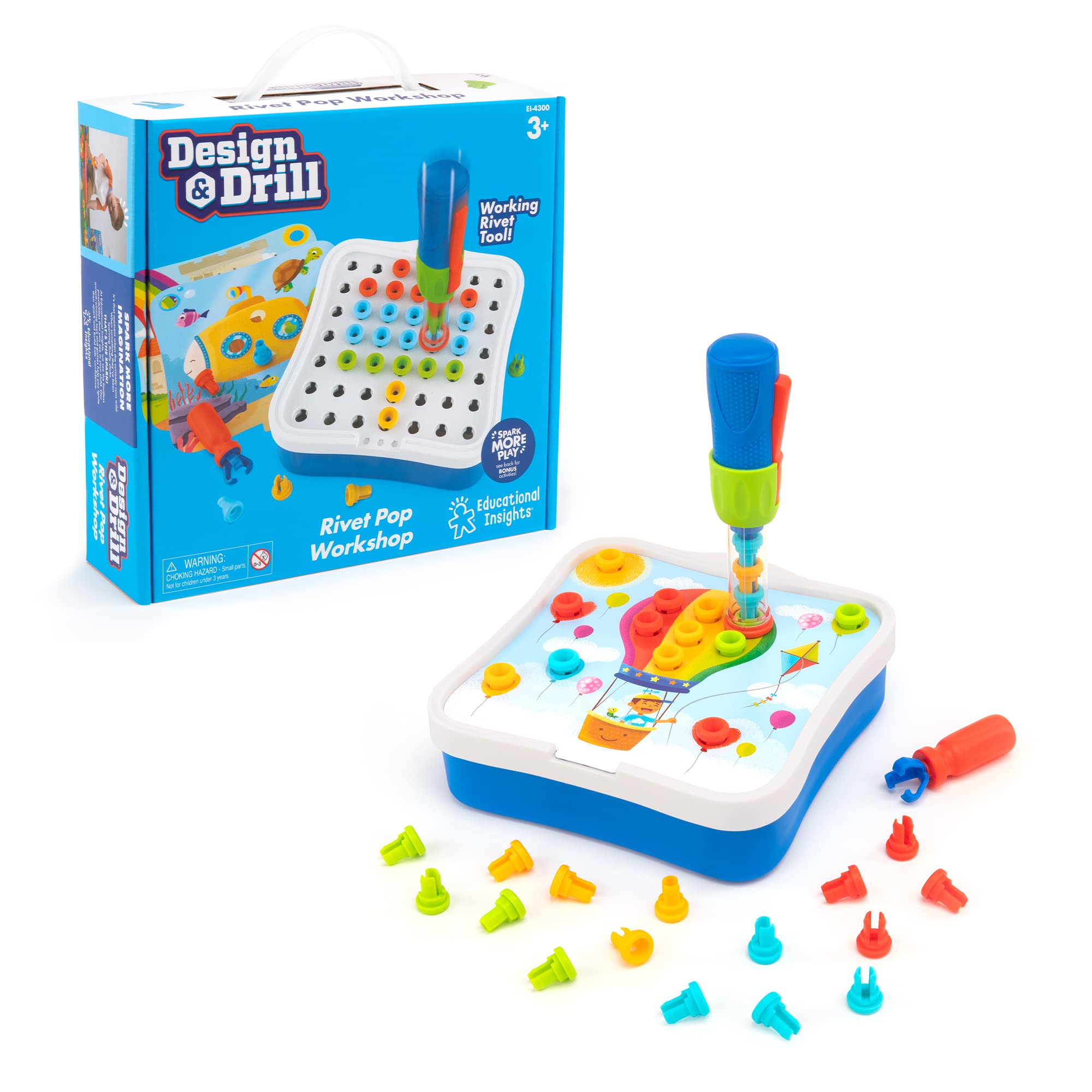 Learning Resources Design & Drill Rivet Pop Workshop - STEM Playset for Ages 3+