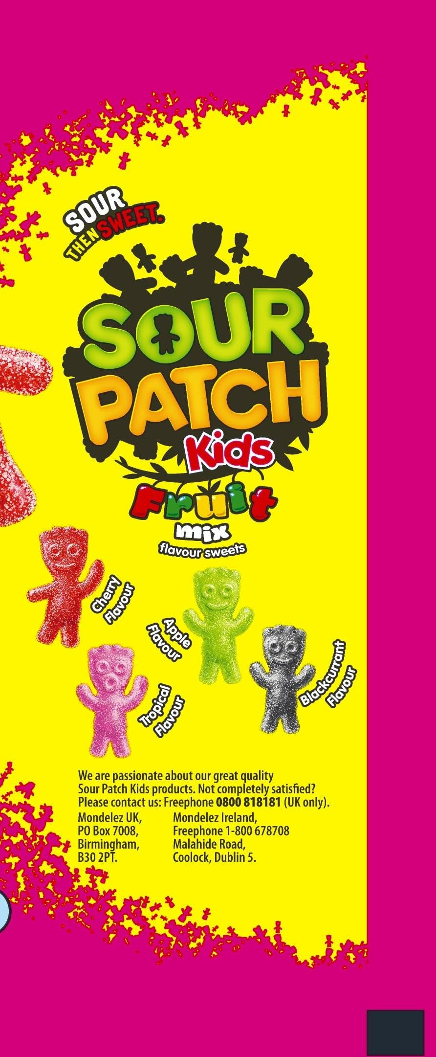 Sour Patch Kids Mixed Fruit Flavoured Sour Sweets, Tangy & Chewy Vegan Candy, 130g