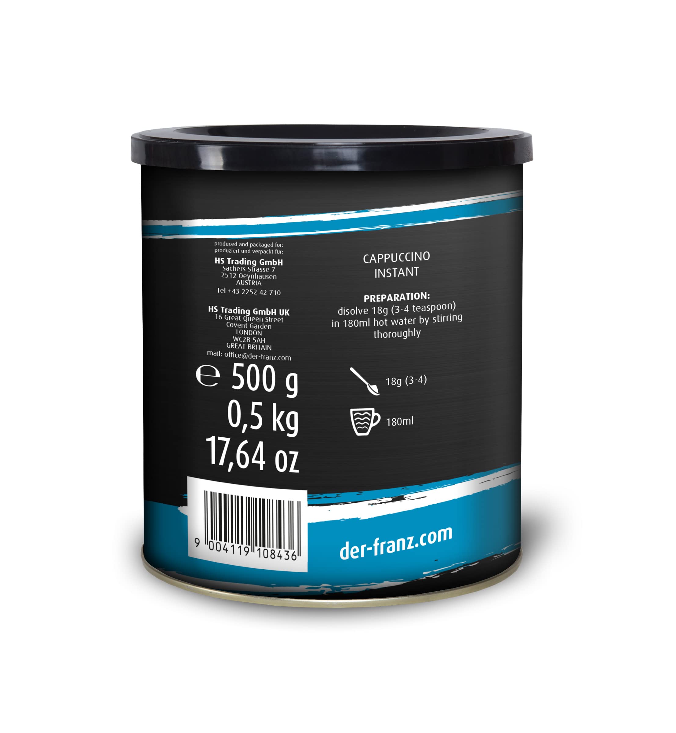 Der-Franz Instant Cappuccino 500 g – Ready-to-Use Cappuccino Mix with 15.5% Instant Coffee 4