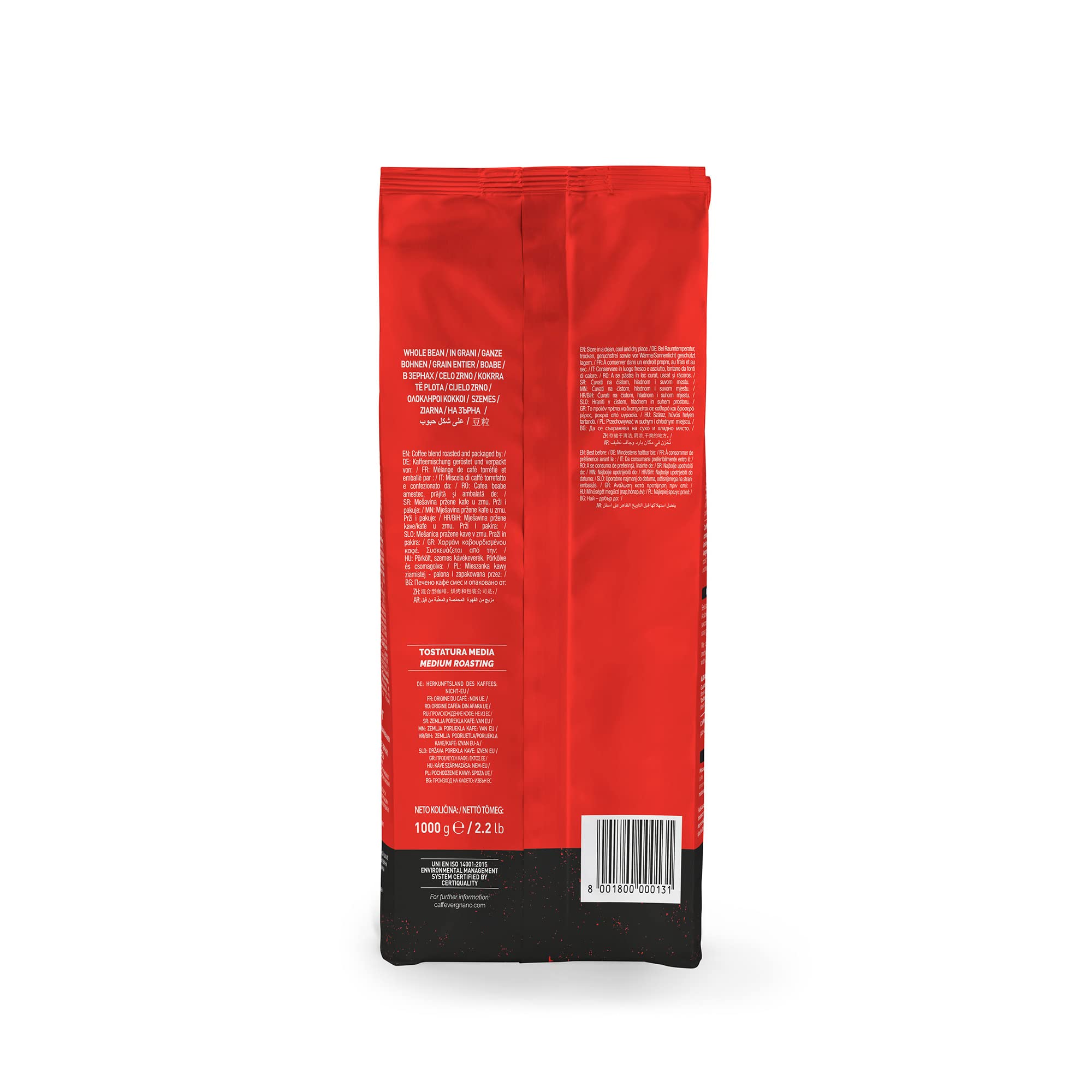 Caffè Vergnano 1882 Espresso Whole Bean Coffee - 1 kg Pack 6
