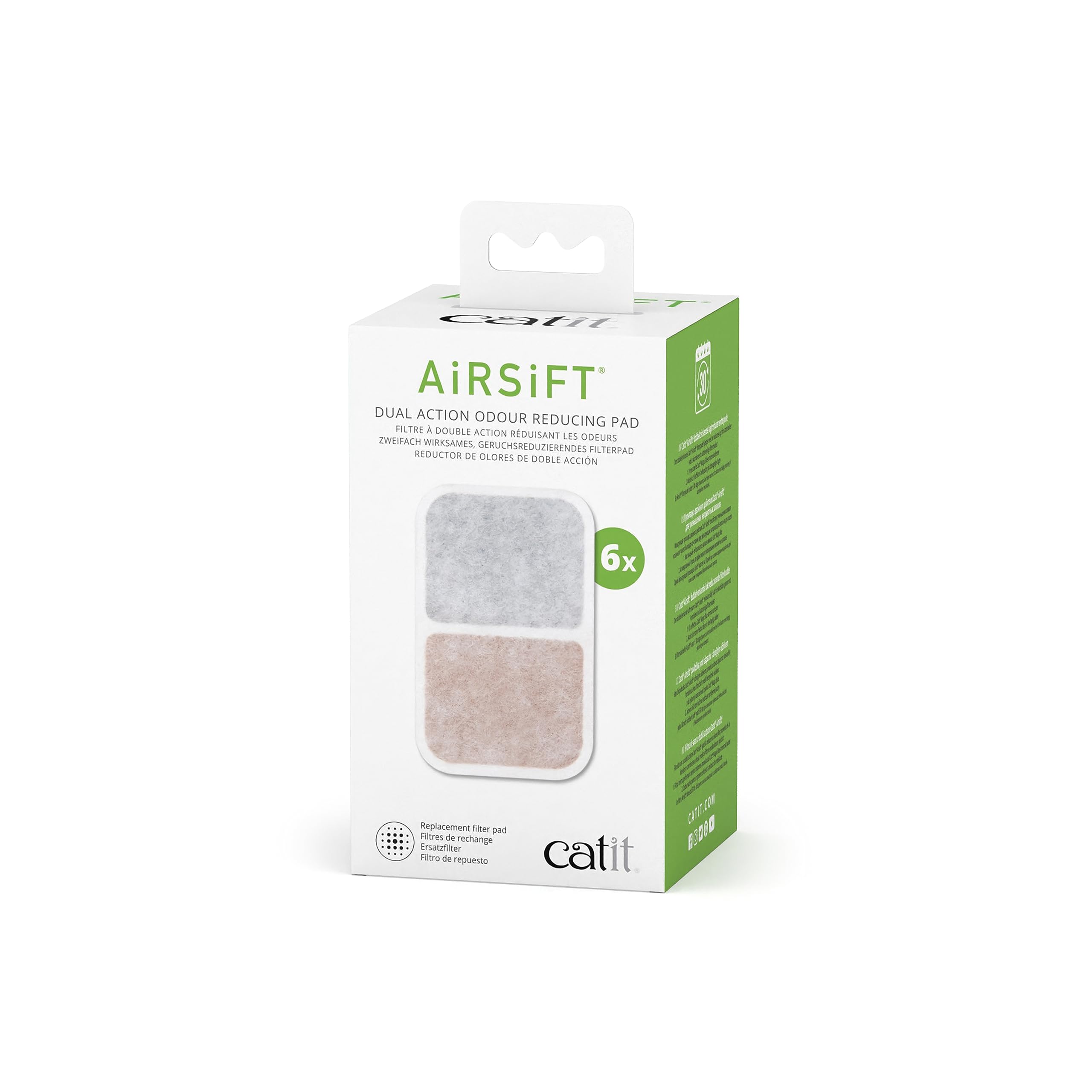 Catit AiRSiFT Dual Action Pads - Odor Reducing Filter | 6 Count Pack 1