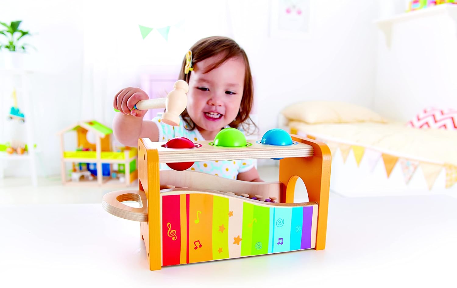 Hape Pound & Tap Bench with Slide-Out Xylophone - Musical Learning Toy for Toddlers 12M+ 5
