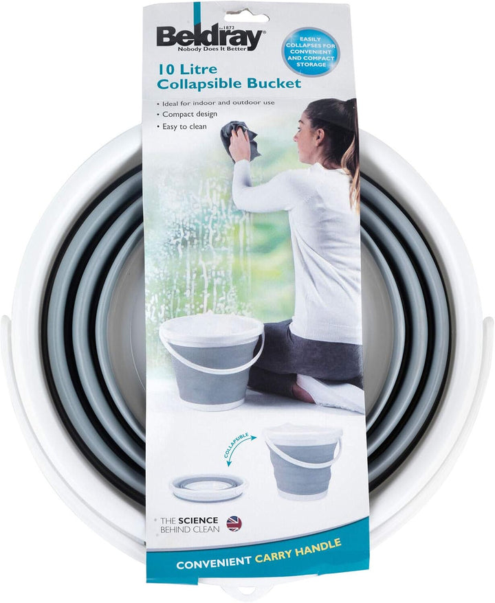 Beldray - Collapsible Bucket 10 Litre Foldable Storage Bucket Grey