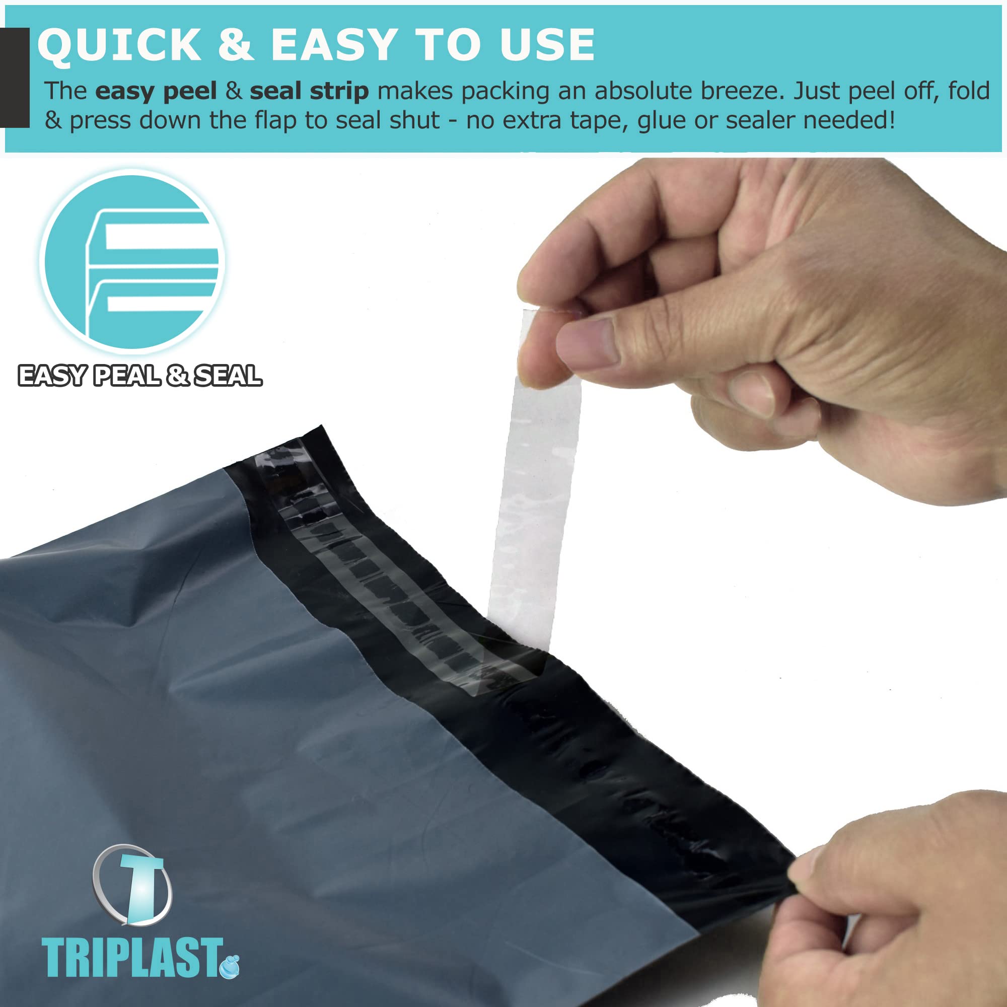 Triplast Plastic Mailing Postal Bags - 9 x 12 Inch Grey, Puncture Resistant | Pack of 100 3