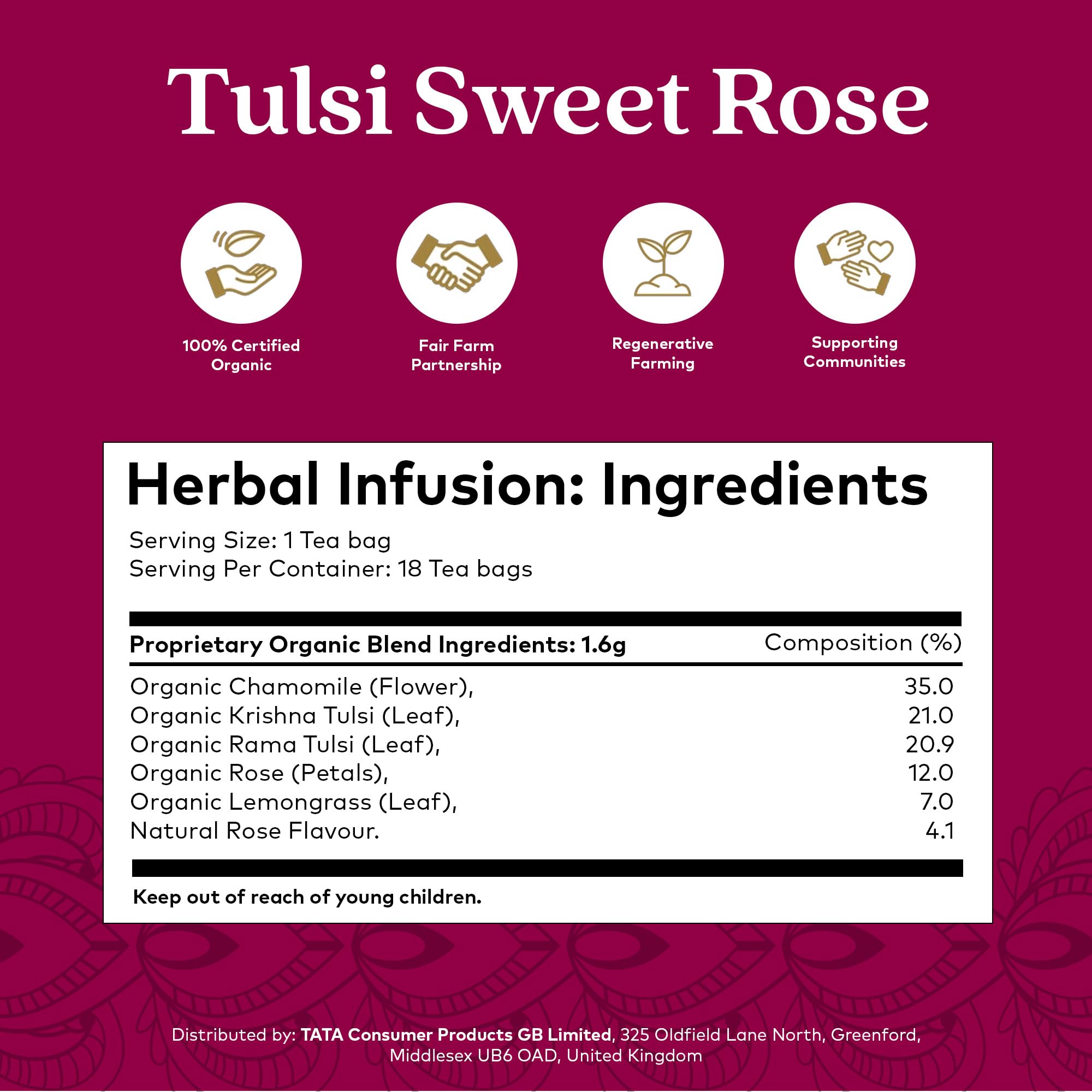Organic India Tulsi Sweet Rose Tea - Organic & Vegan Herbal Tea (25 Tea Bags) 13
