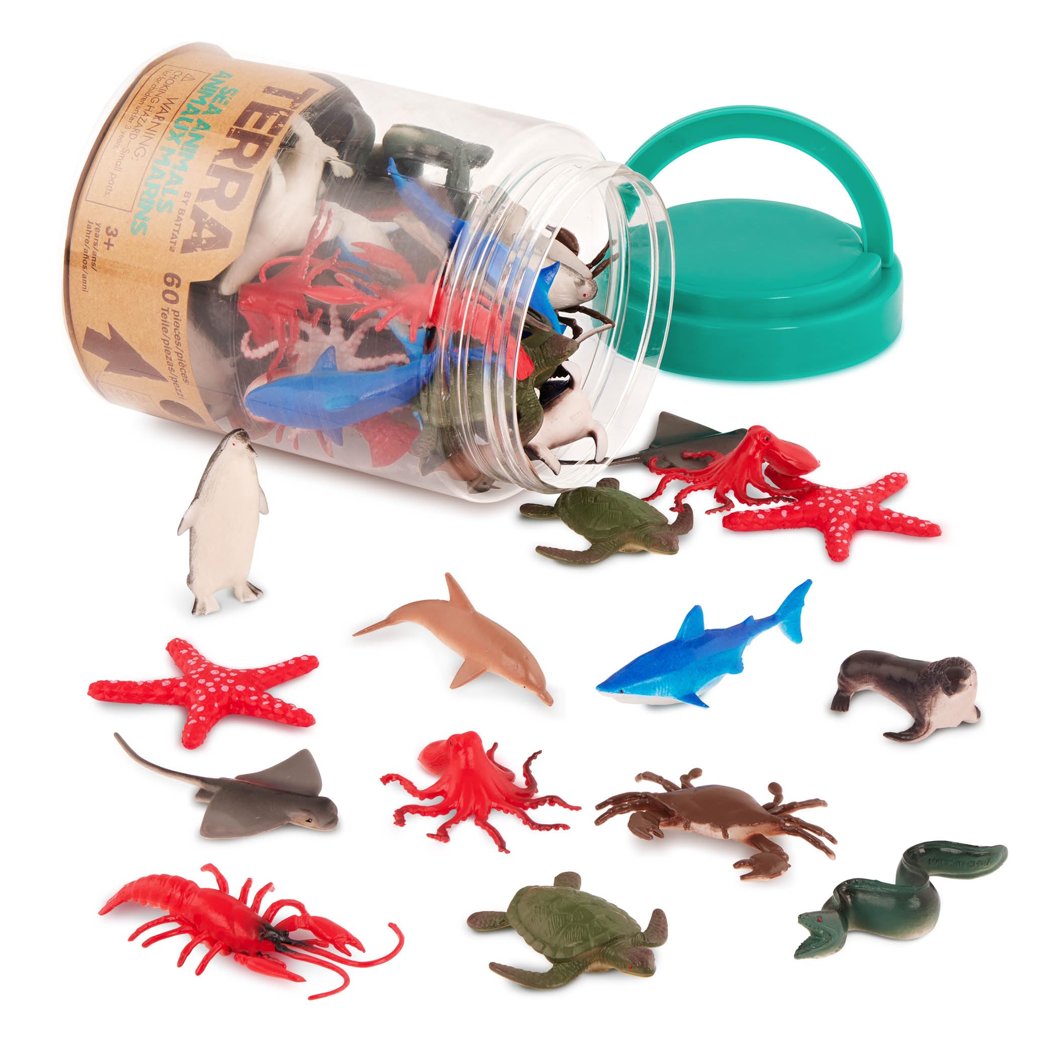 Terra by Battat - 60-Piece Ocean Animal Figurines Set for Kids 3+ 1