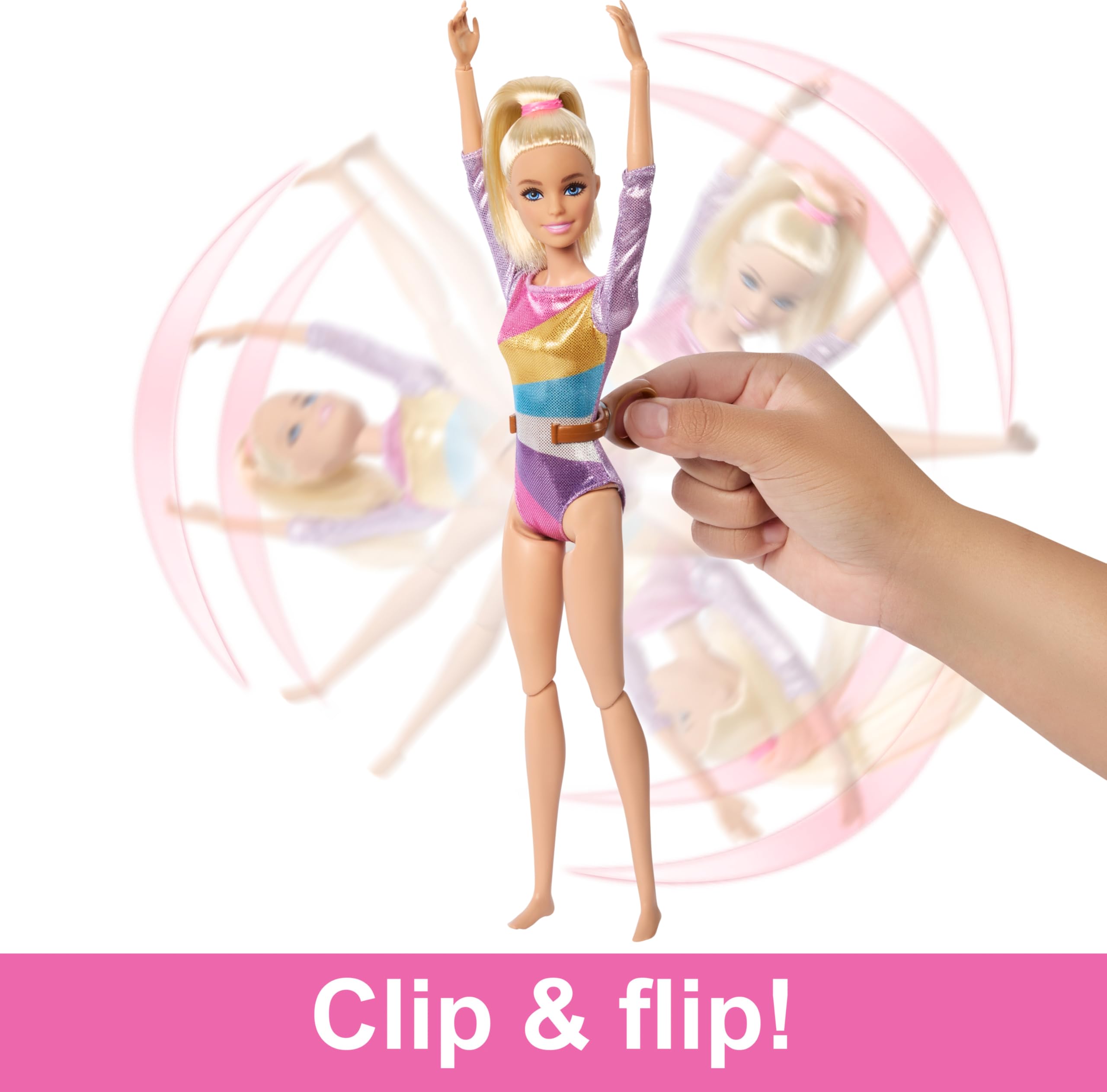 Barbie Gymnastics Doll Playset - Flipping Feature & 19-Piece Accessories for Kids 3+ 3