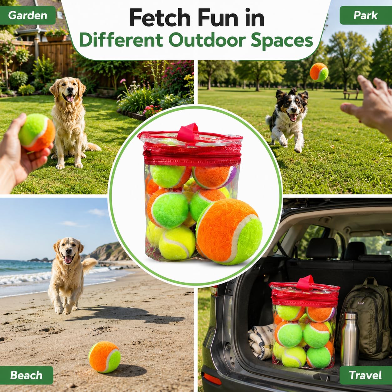 1ABOVE 12-Pack Multi-Colour Tennis Balls for Dogs - Lightweight Fetch Toy 6