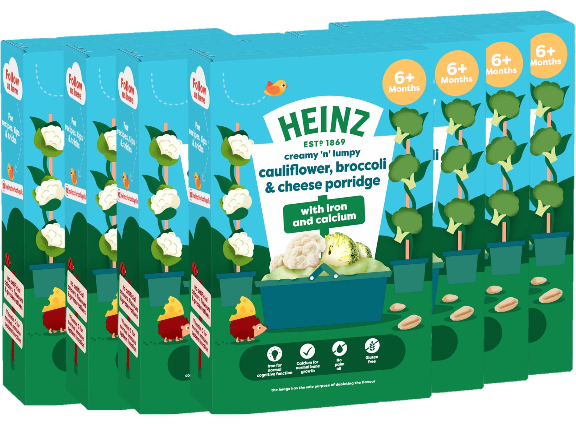 HEINZ Baby Porridge Cauliflower, Broccoli & Cheese | Gluten Free | 7 x 125g Packs