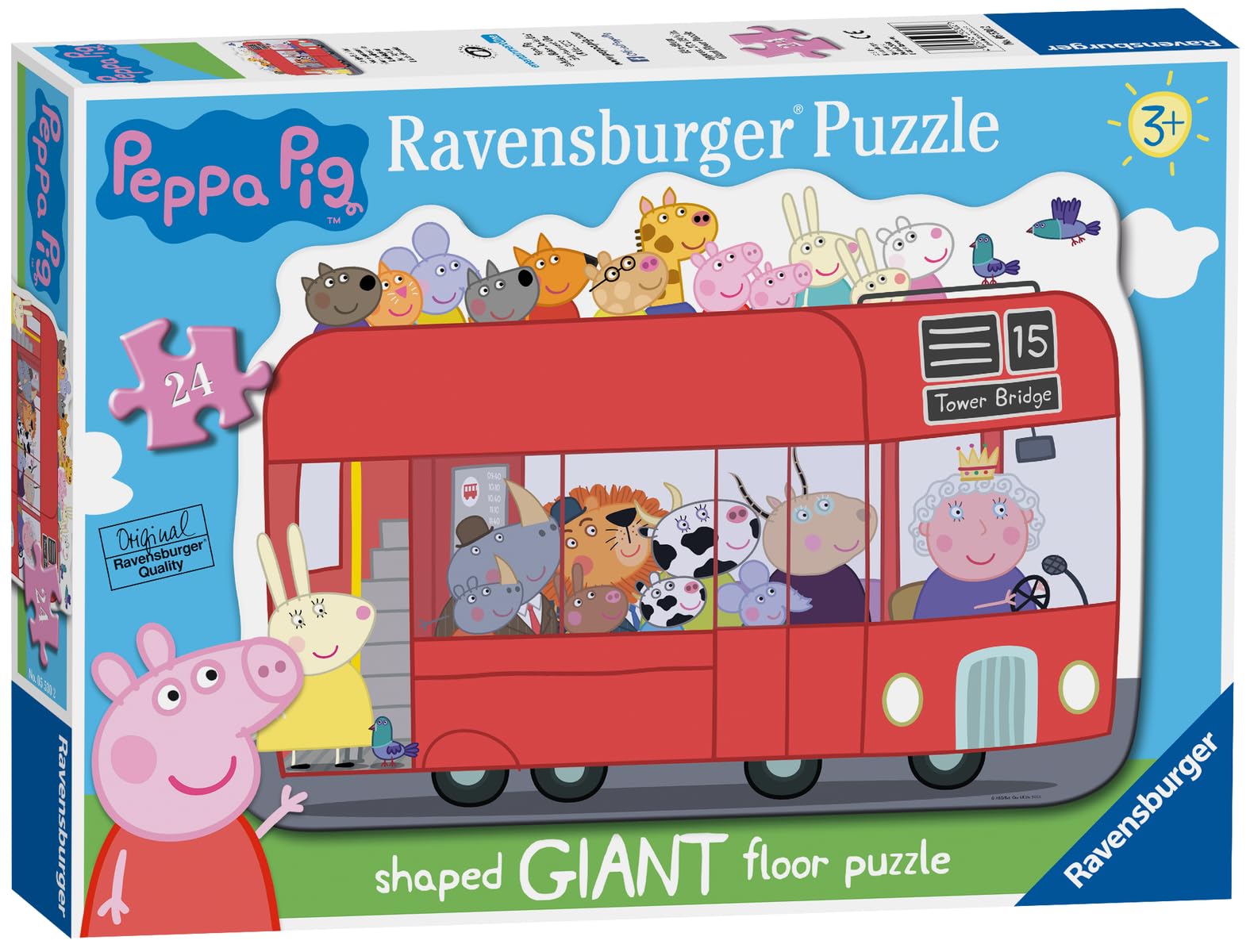 Ravensburger Peppa Pig London Red Bus 24 Piece Giant Shaped Floor Jigsaw Puzzle for Ages 3+ 2