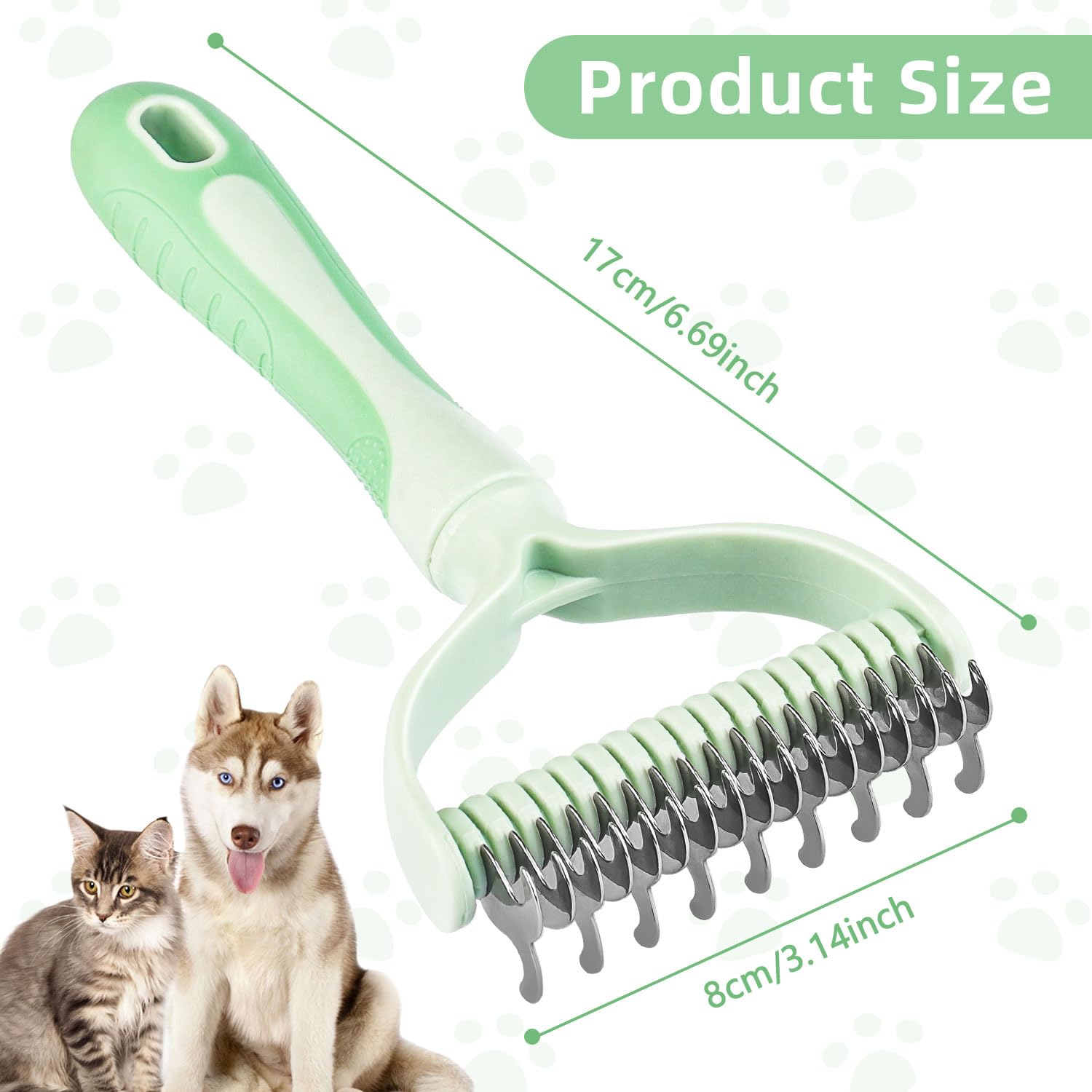 MOXYOY 2-in-1 Dematting Rake for Dogs and Cats | Stainless Steel | Medium Size 5