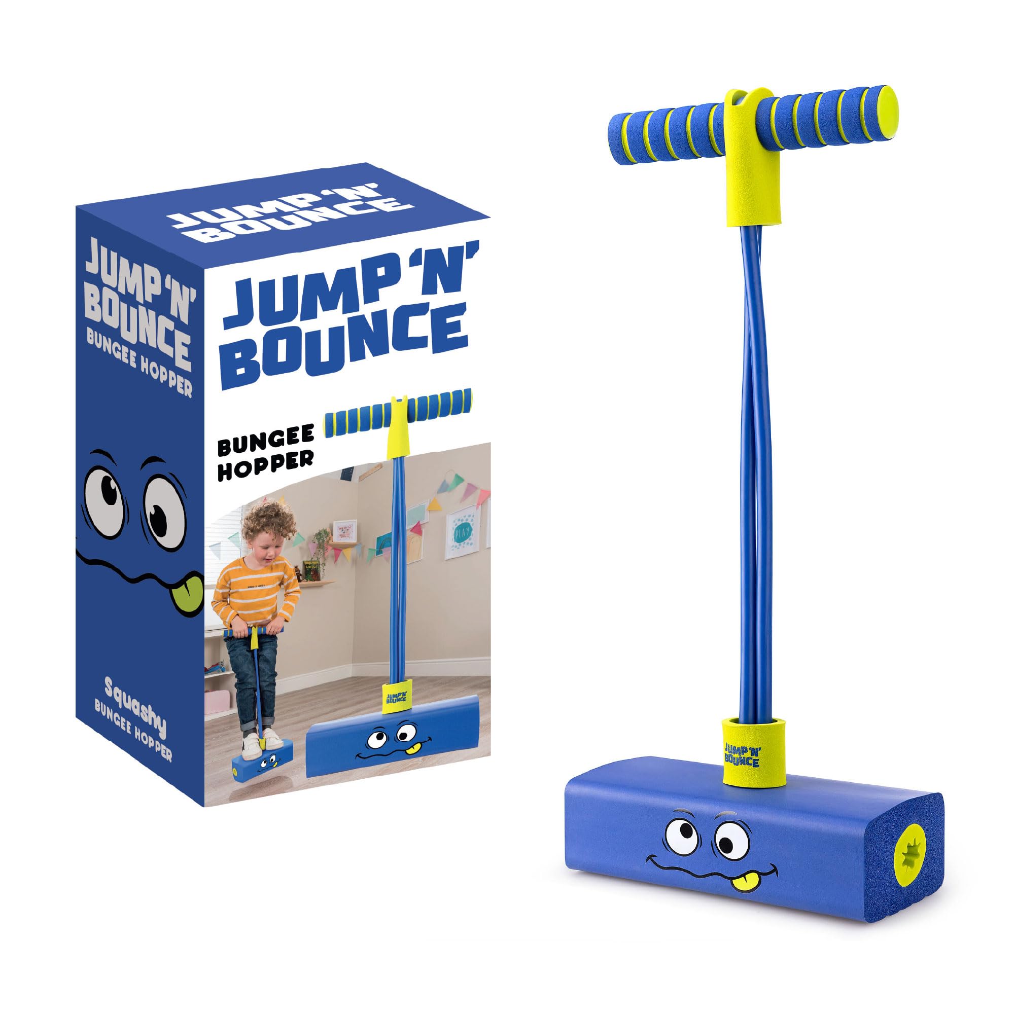 Toyrific Jump ‘N’ Bouncer Bungee Hopper - Foam Pogo Jumper for Kids 3+ | Max 50kg | Blue