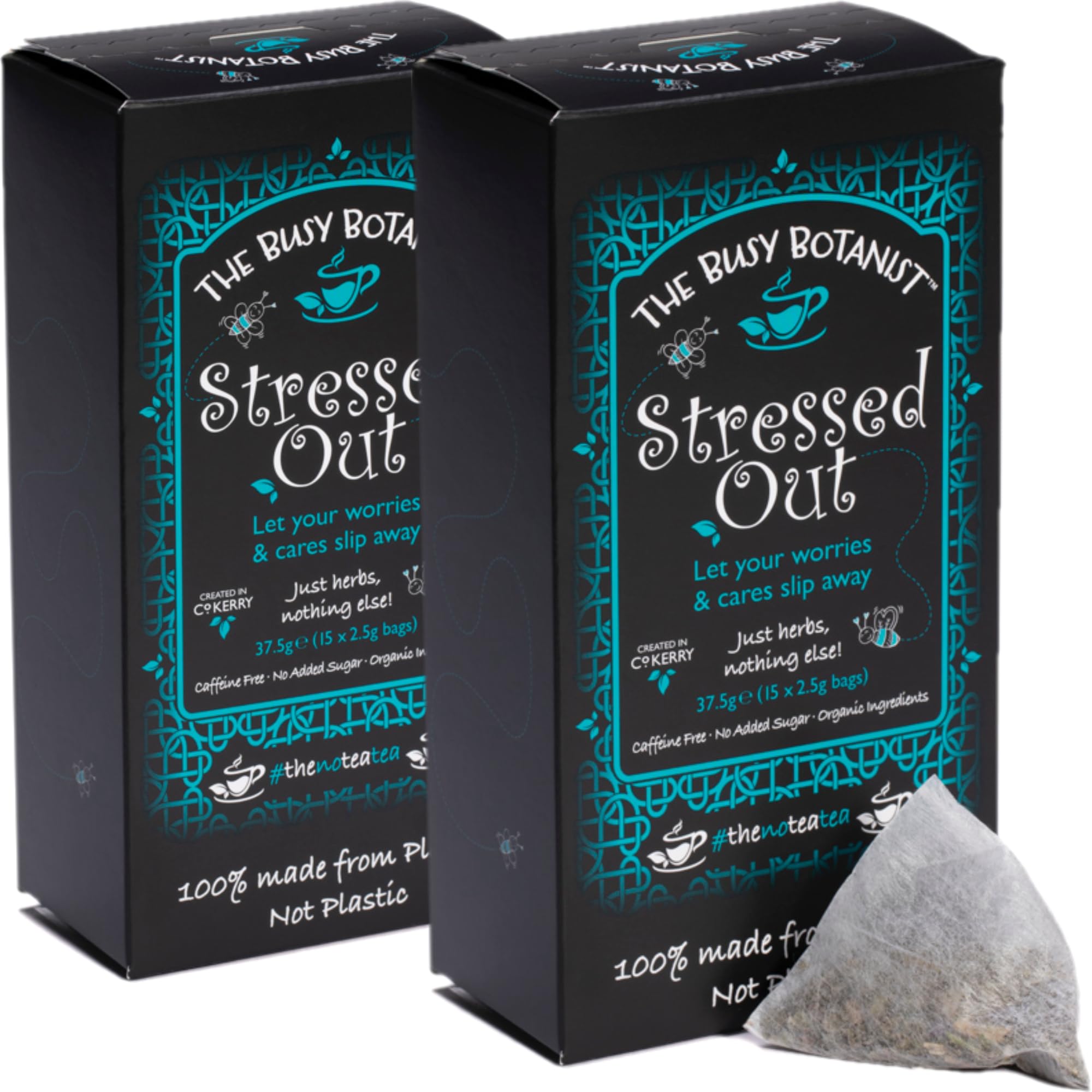 Stressed Out Herbal Tea with Valerian Root, Chamomile & Ashwagandha - 30 Caffeine Free Biodegradable Tea Bags 1