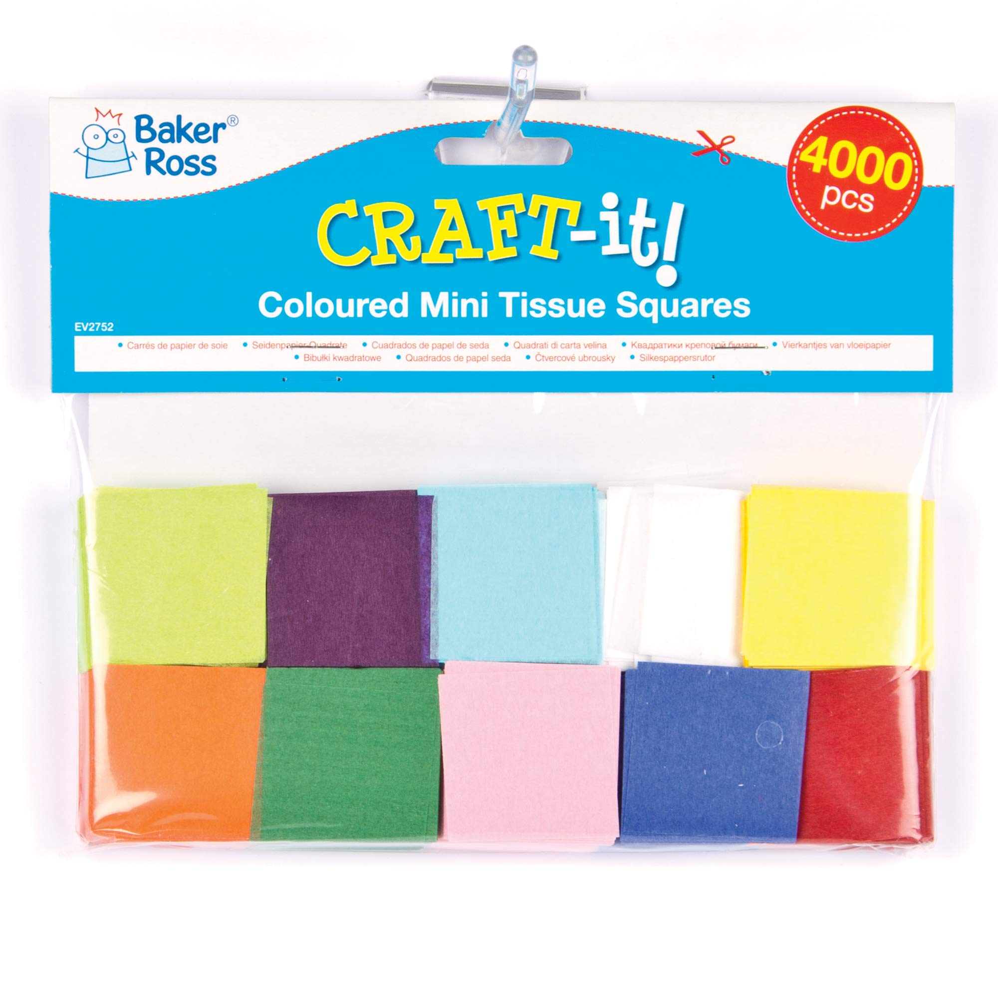 Baker Ross EV2752 Mini Rainbow Tissue Paper Squares - 4000 Pack | 38mm x 38mm 4