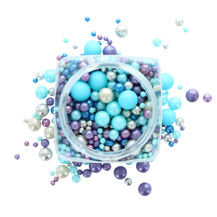 Baked with Love - Aqua Pearl Sprinkles Blue, Purple, Silver Sugar Cake Decorations 100g
