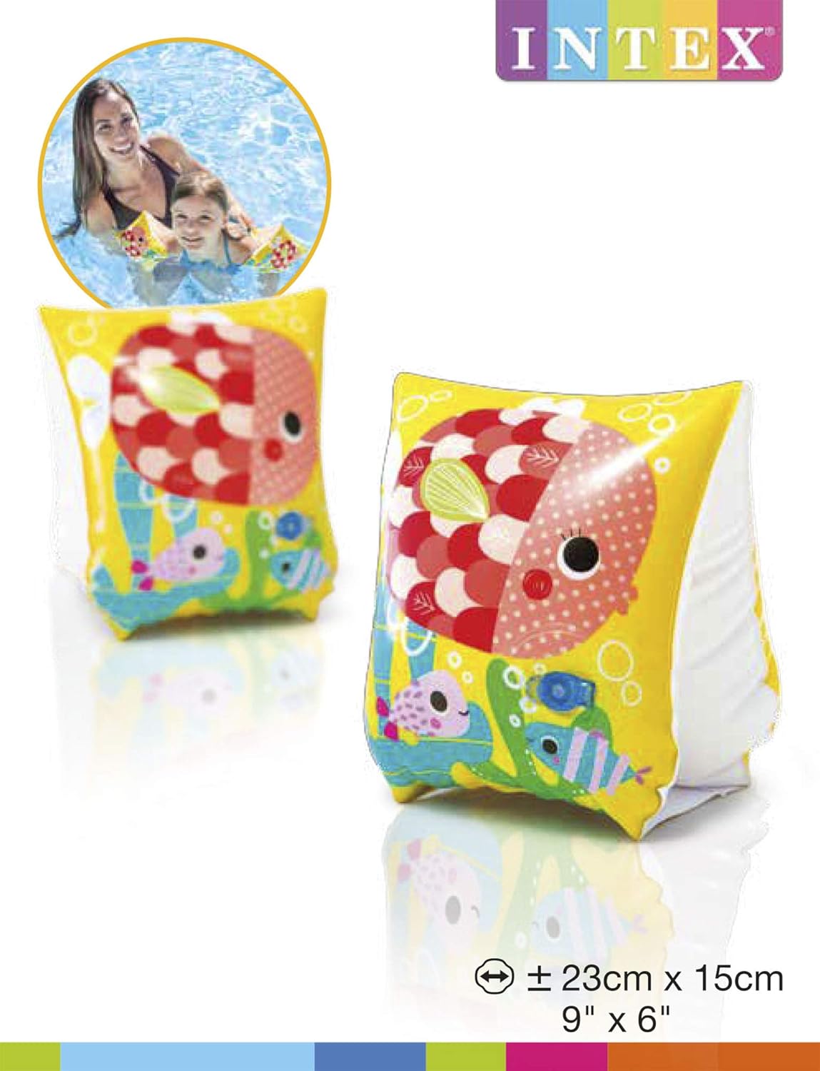 Intex 58652EU Fish Arm Bands - 2 Air Chambers for Safety, Ages 3-6 2