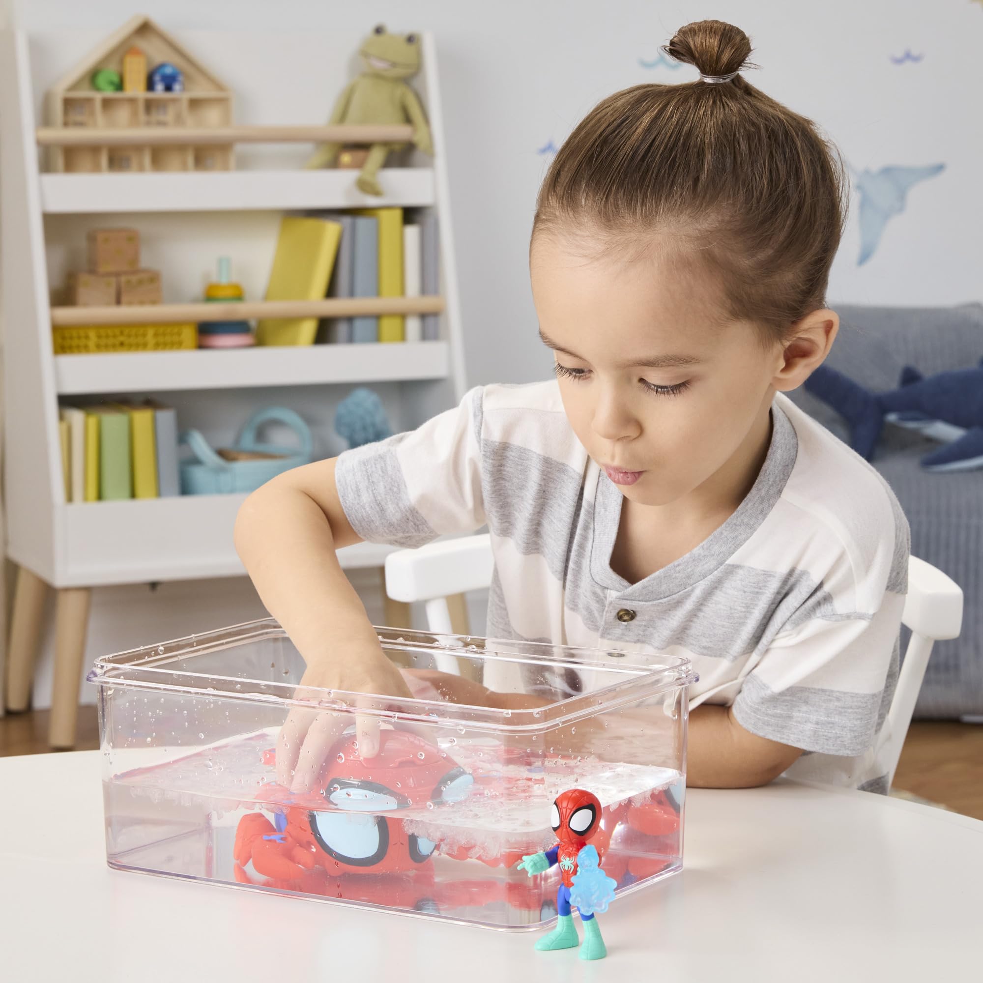 Spidey and His Amazing Friends Water-Webs Spider Crab Submarine Toy - Color-Change Eyes, 3-Inch Vehicle & Action Figure Playset 5