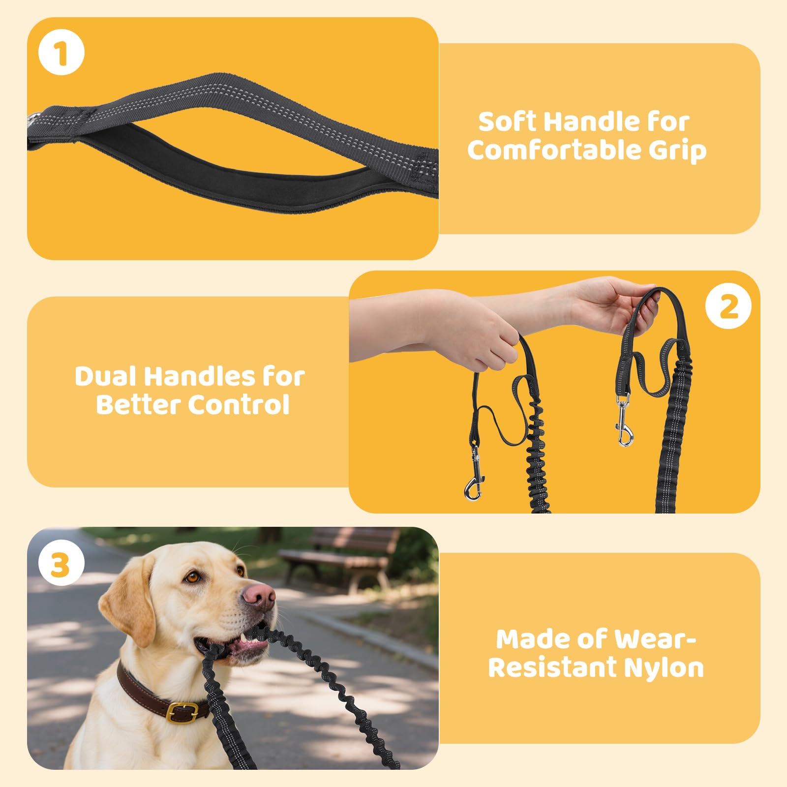 Euqvunn Hands Free Dog Lead - Adjustable 1.6m to 2.2m Bungee Leash with Waist Pack 4