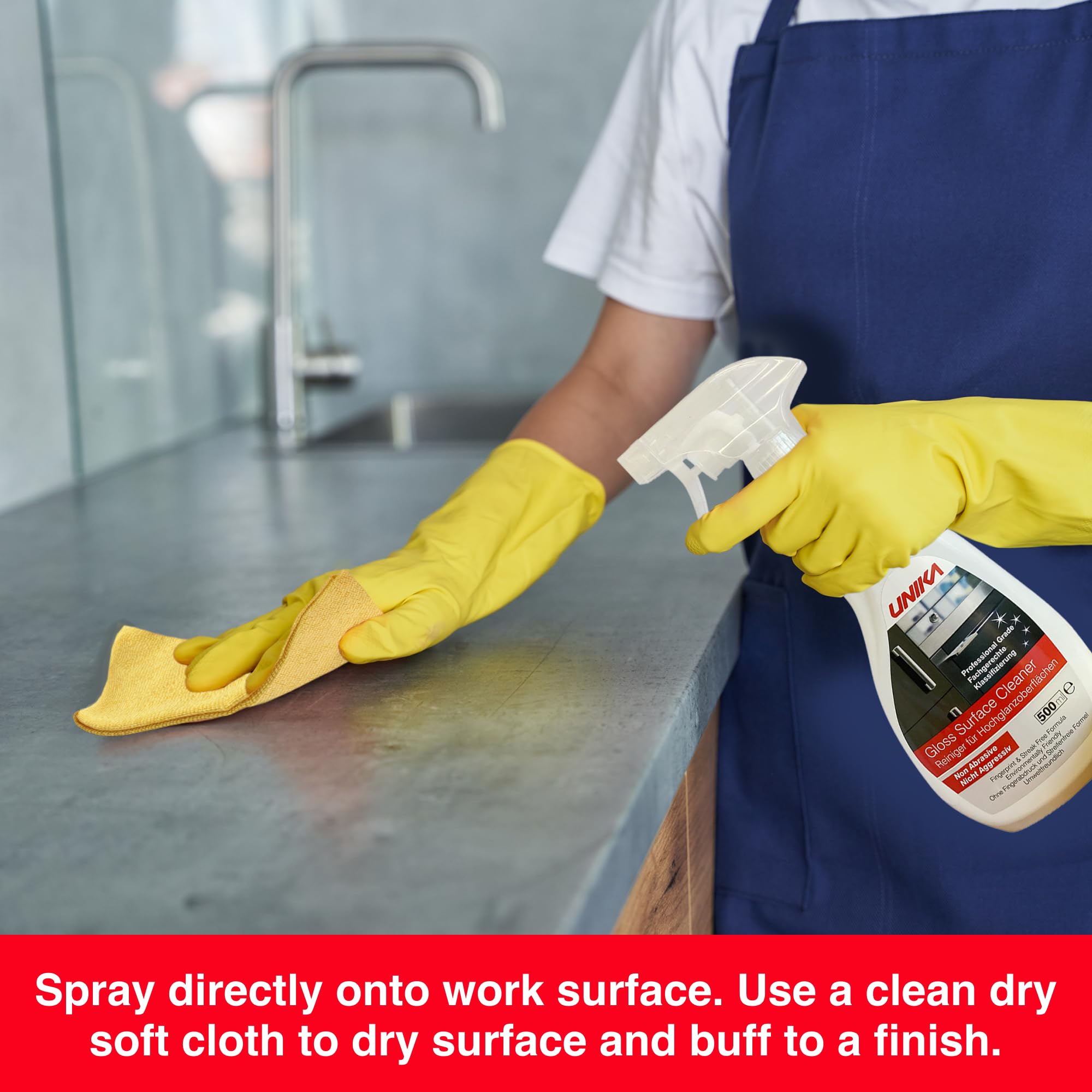 Unika Solid Surface Worktop Cleaner - Non-Abrasive Daily Spray for Composite & Acrylic Surfaces, 500ml 2