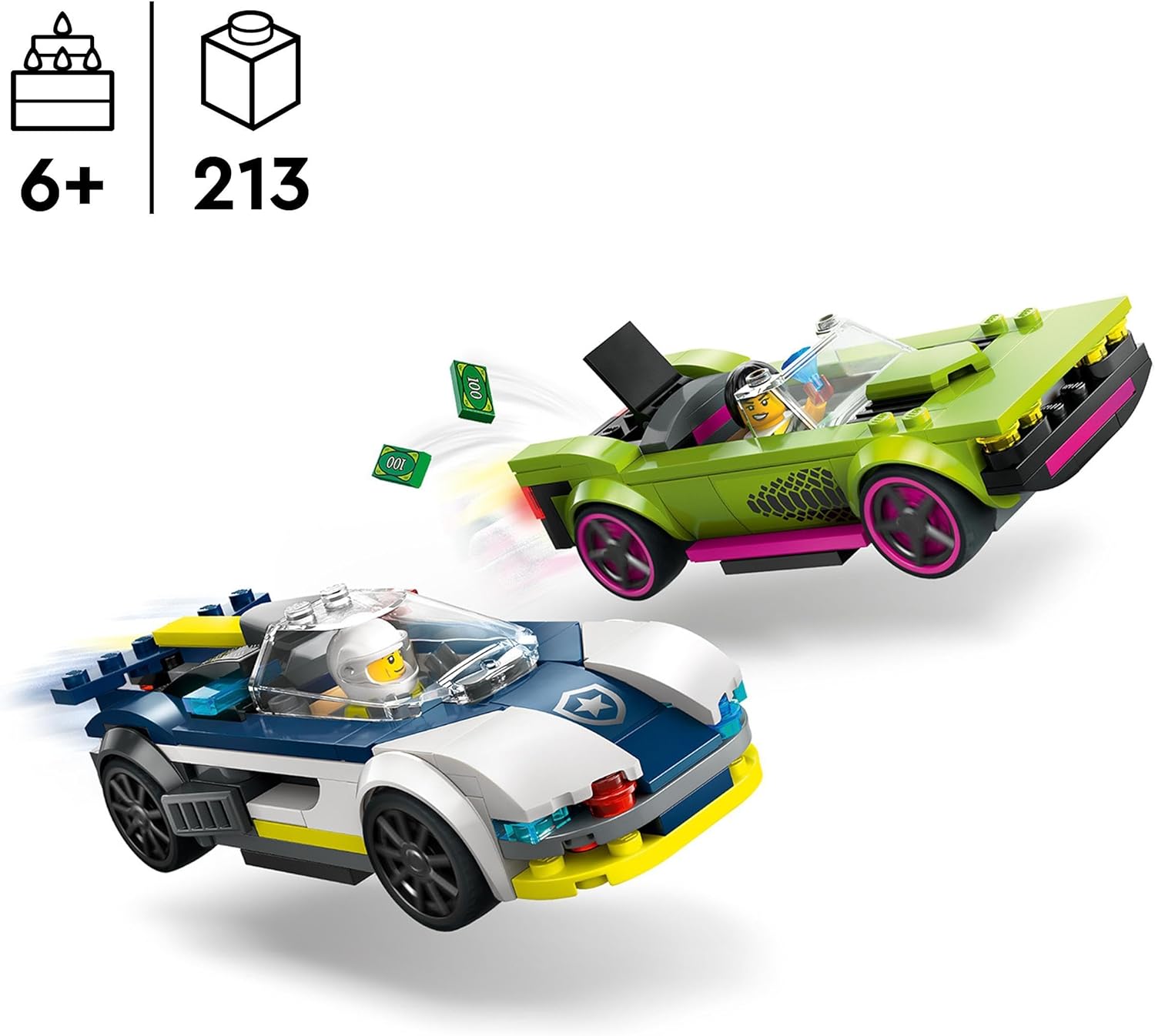 LEGO City Police Car and Muscle Car Chase Playset - Police Vehicle Toy for Kids 6+ 2
