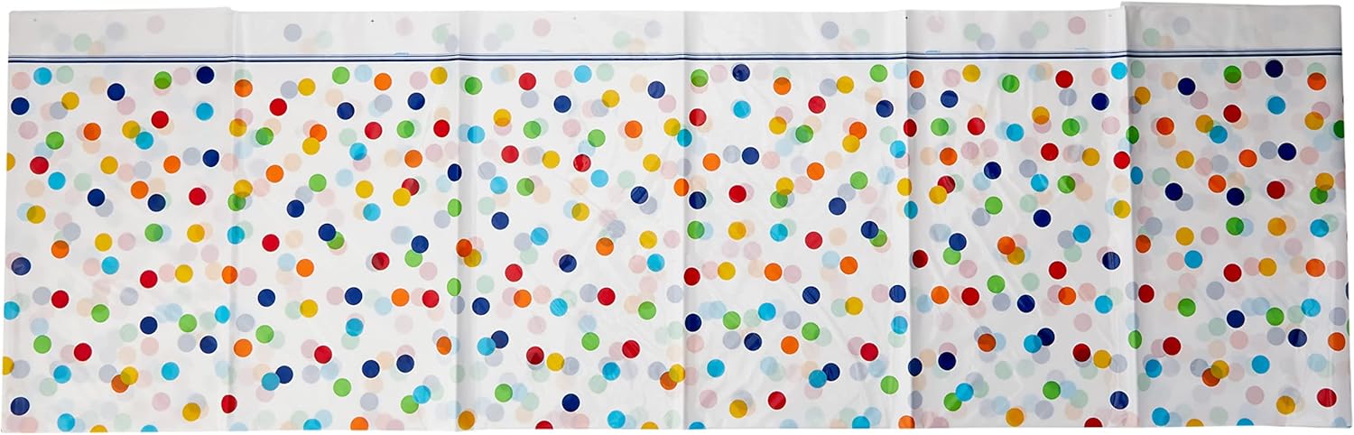 Tischdecke aus Kunststoff mit Regenbogen-Punktmuster, 2,1 x 1,4 m, rechteckig, für Partys