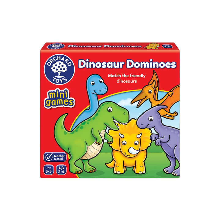 Orchard Toys Dinosaur Dominoes Mini Game, Compact Travel Dominoes for Kids