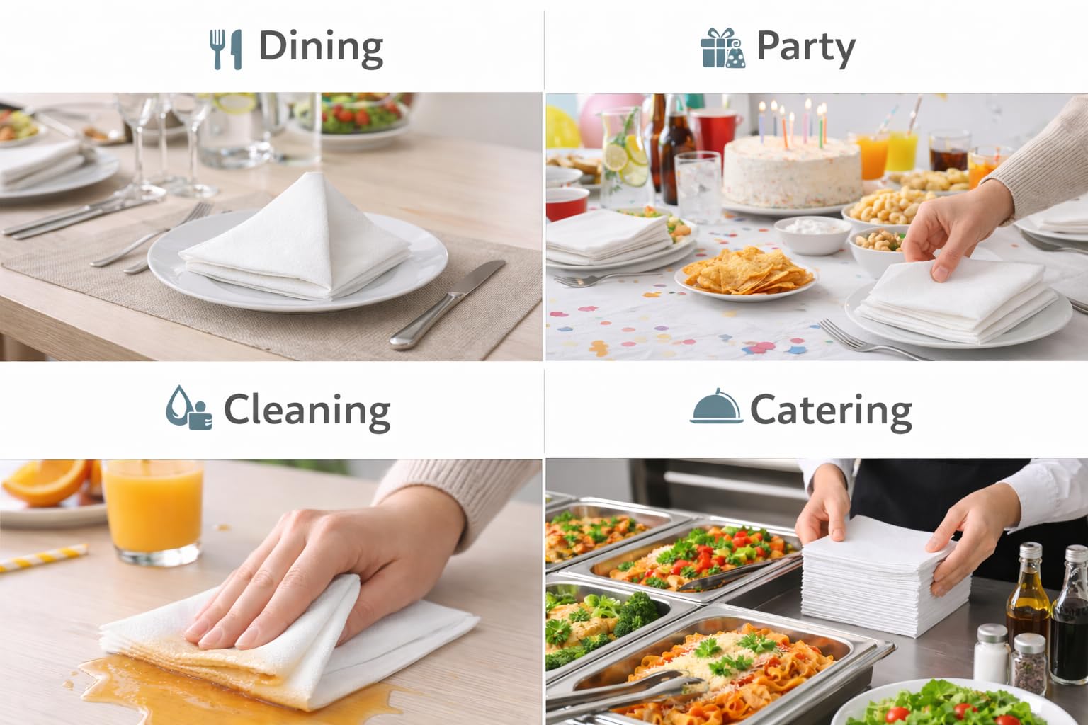 1ABOVE White Paper Napkins - 100 Pack, 1-Ply, 30x30 cm Soft & Strong Serviettes 5