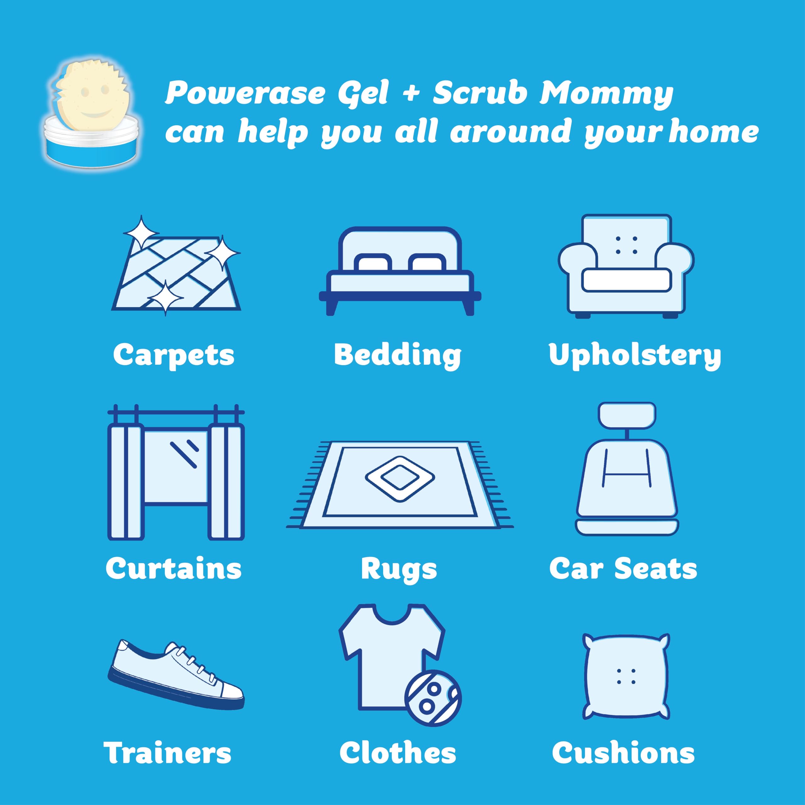 Scrub Daddy Powerase Gel Stain Remover with Blue Scrub Mommy Sponge | Heavy Duty | Fresh Scent 2