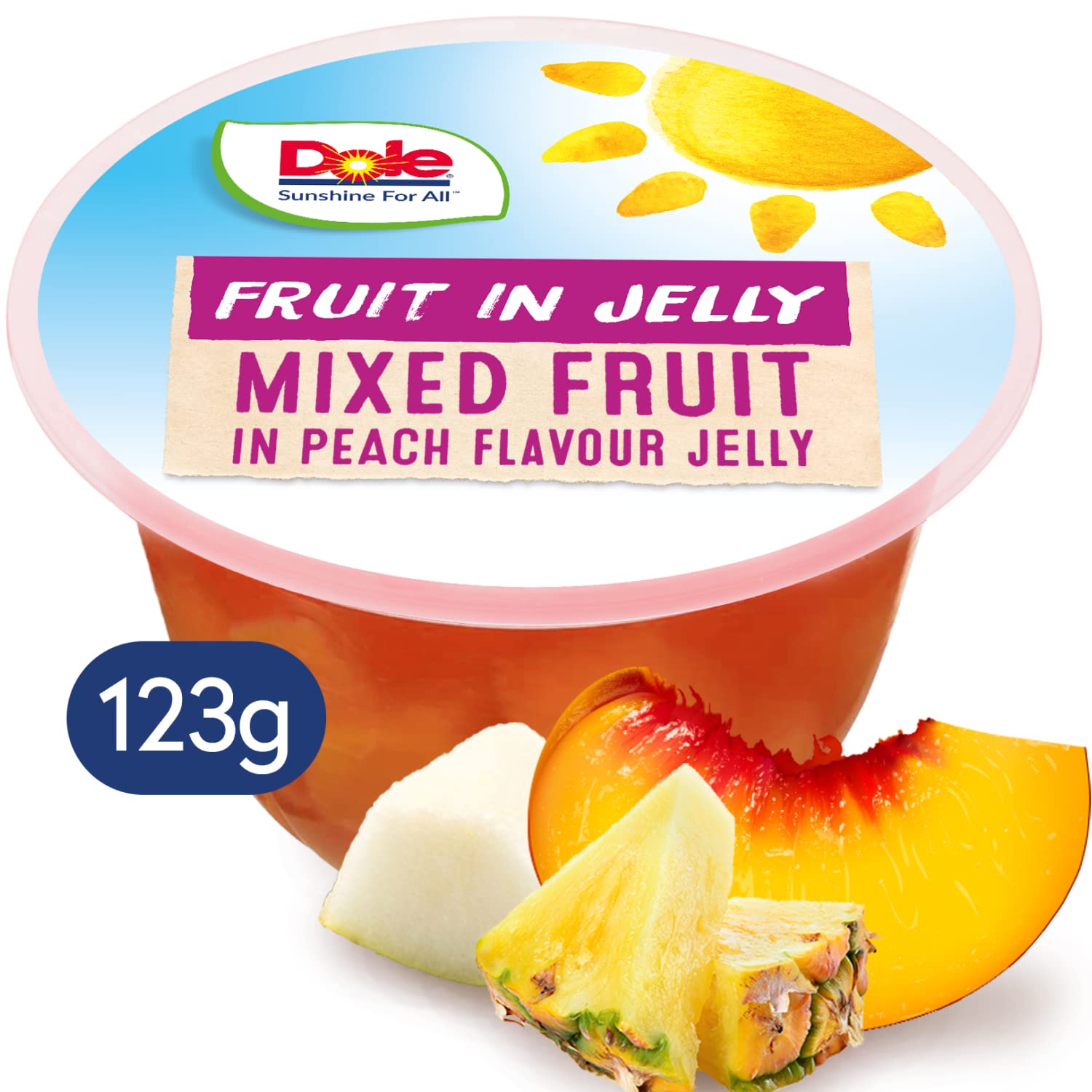 Dole Mixed Fruit in Peach Jelly - 12 x 123g Pots, 100% Natural Fruit Snack with No Added Sugar 3