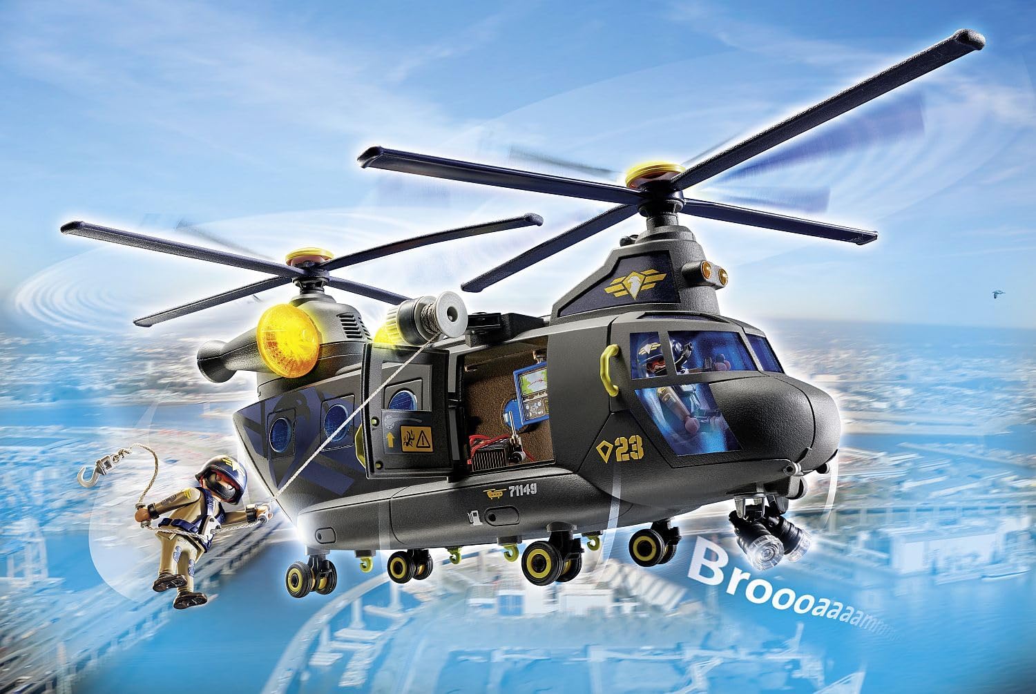 Playmobil 71149 Tactical Police Twin-Prop Helicopter - Light & Sound Vehicle Playset for Ages 5+ 2
